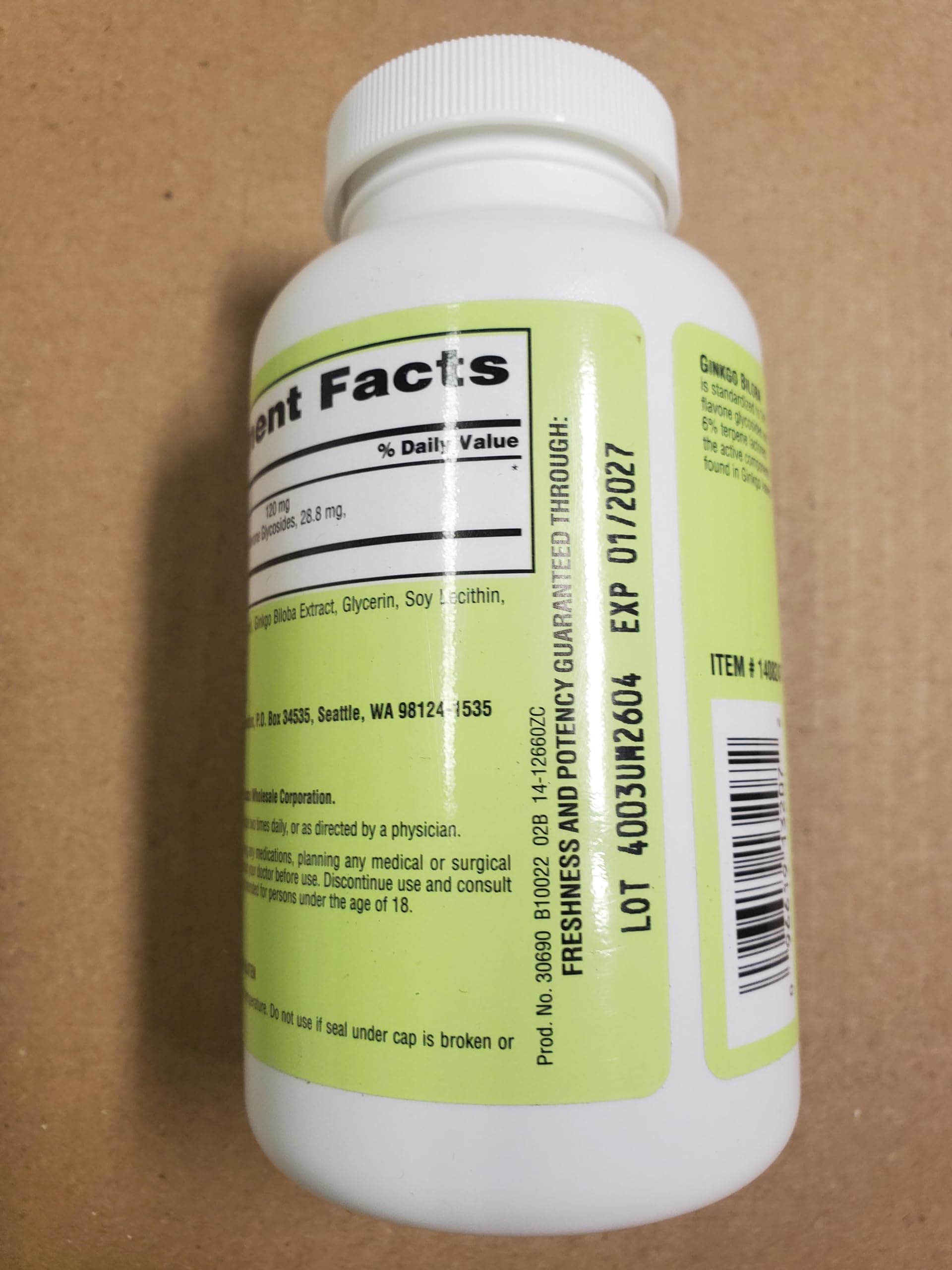 OProCyn Tru Nature Ginkgo Biloba 340 Softgels — dosage simple pour la routine quotidienne