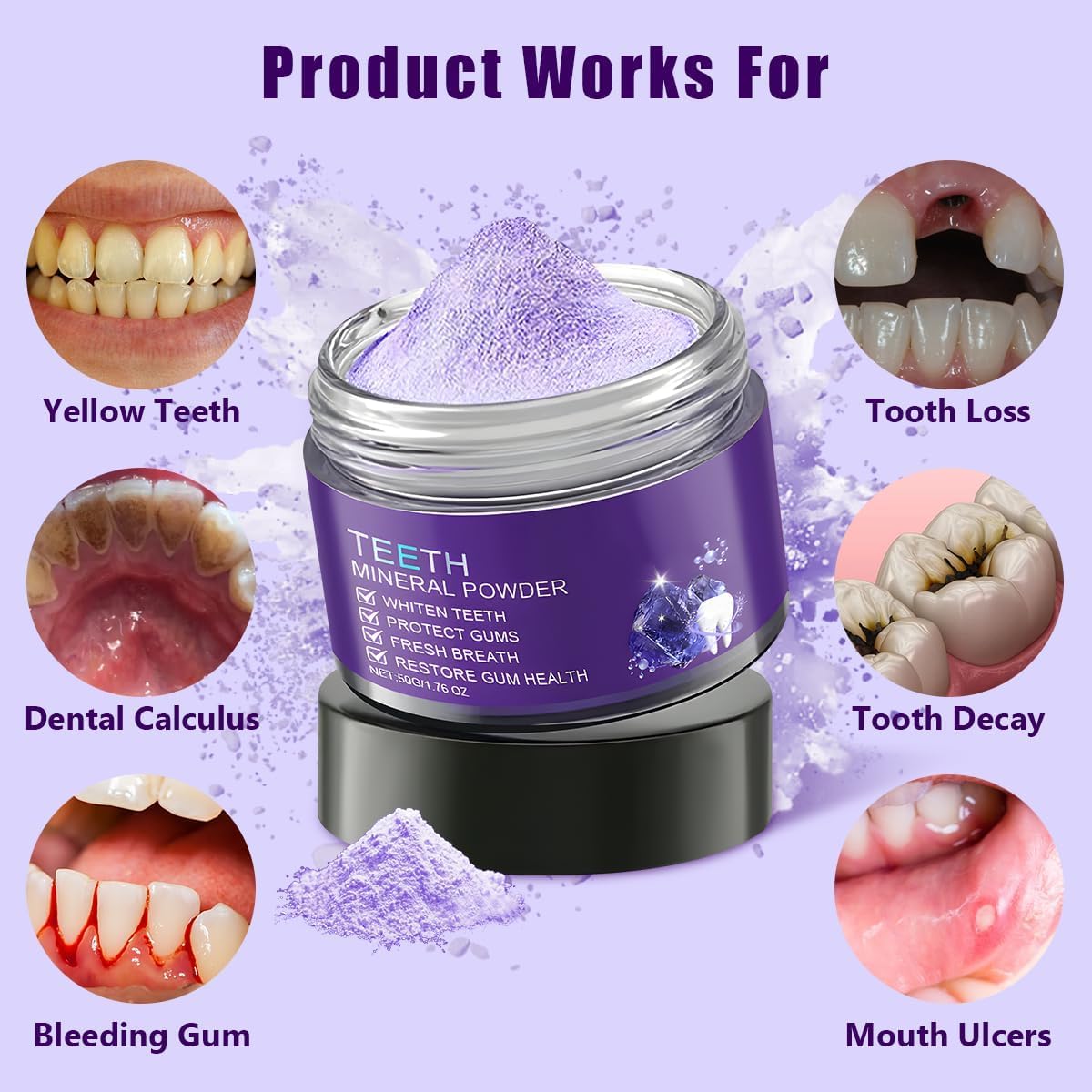 Oprtuisi – texture violette de la poudre prête pour le brossage.