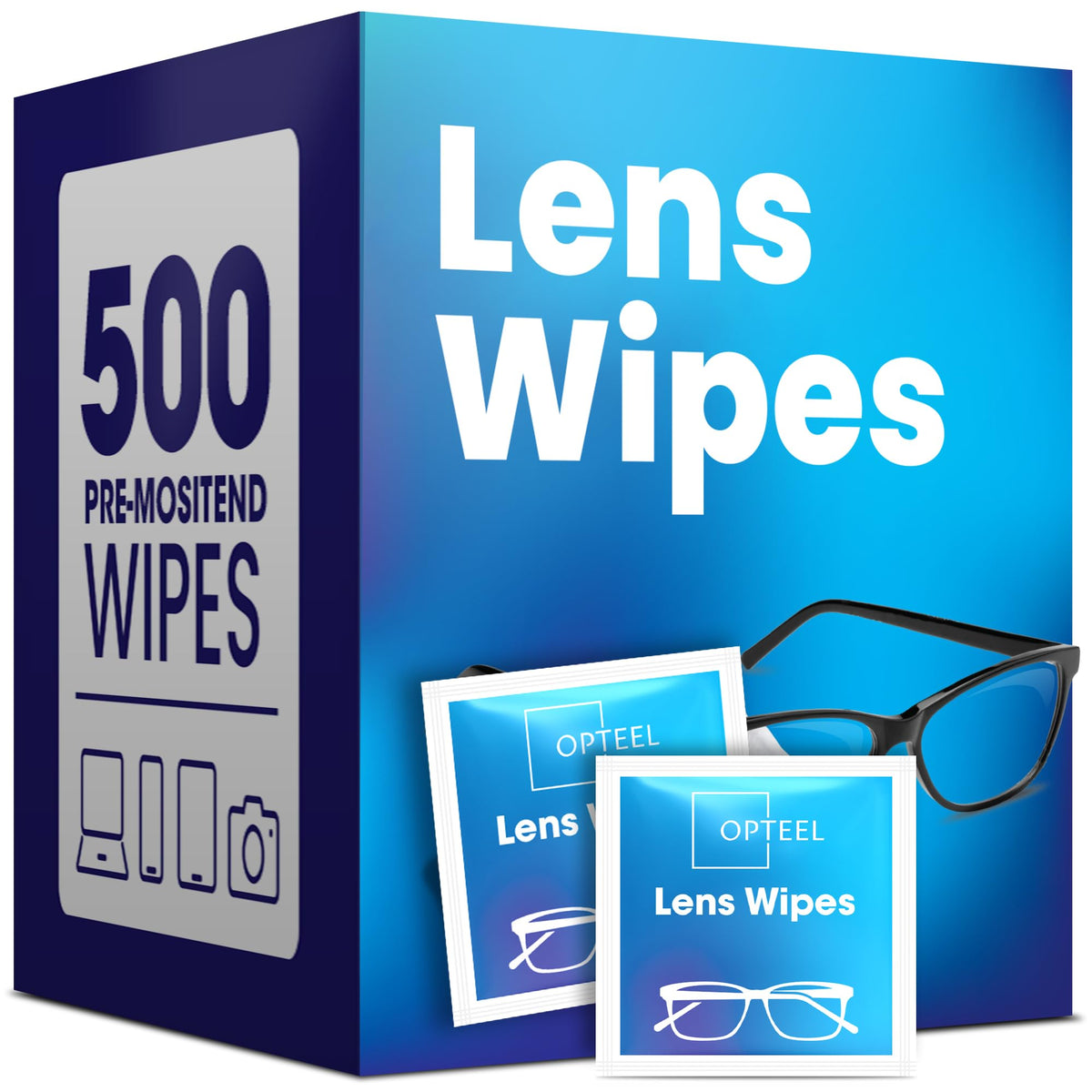 OPTEEL lingettes lunettes, nettoyage rapide sans traces pour lunettes et écrans.