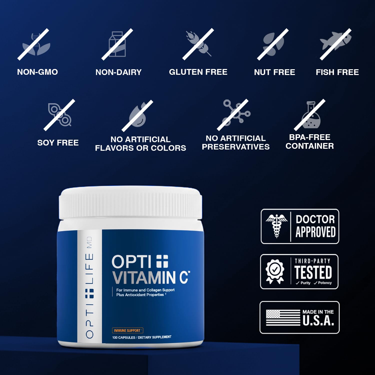 Opti + Life MD Calcium ascorbate, absorption douce sans inconfort digestif
