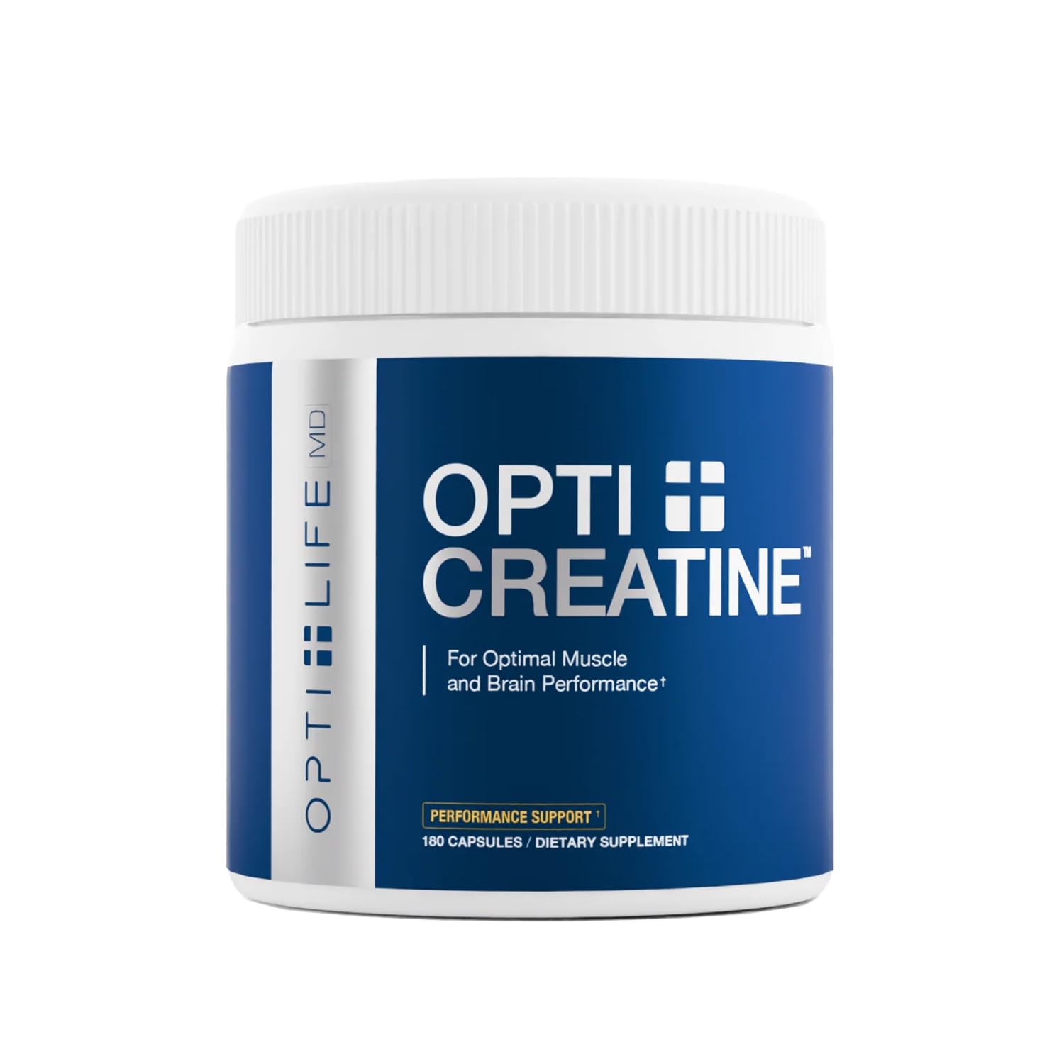 Opti + Life MD créatine monohydrate – bouteille de capsules faciles à avaler pour la récupération
