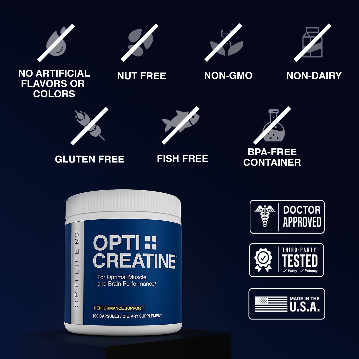 Opti + Life MD créatine monohydrate – prise pré-entraînement en capsule