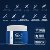 Étiquette du produit Opti + Life MD NAD Plus clairement indiquée