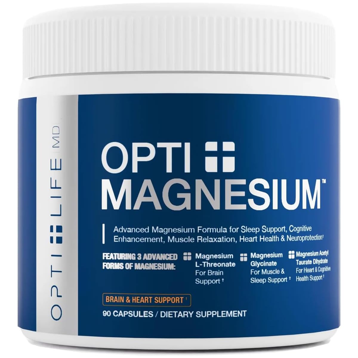 Opti + Life MD triple magnésium en bouteille pour une utilisation quotidienne.