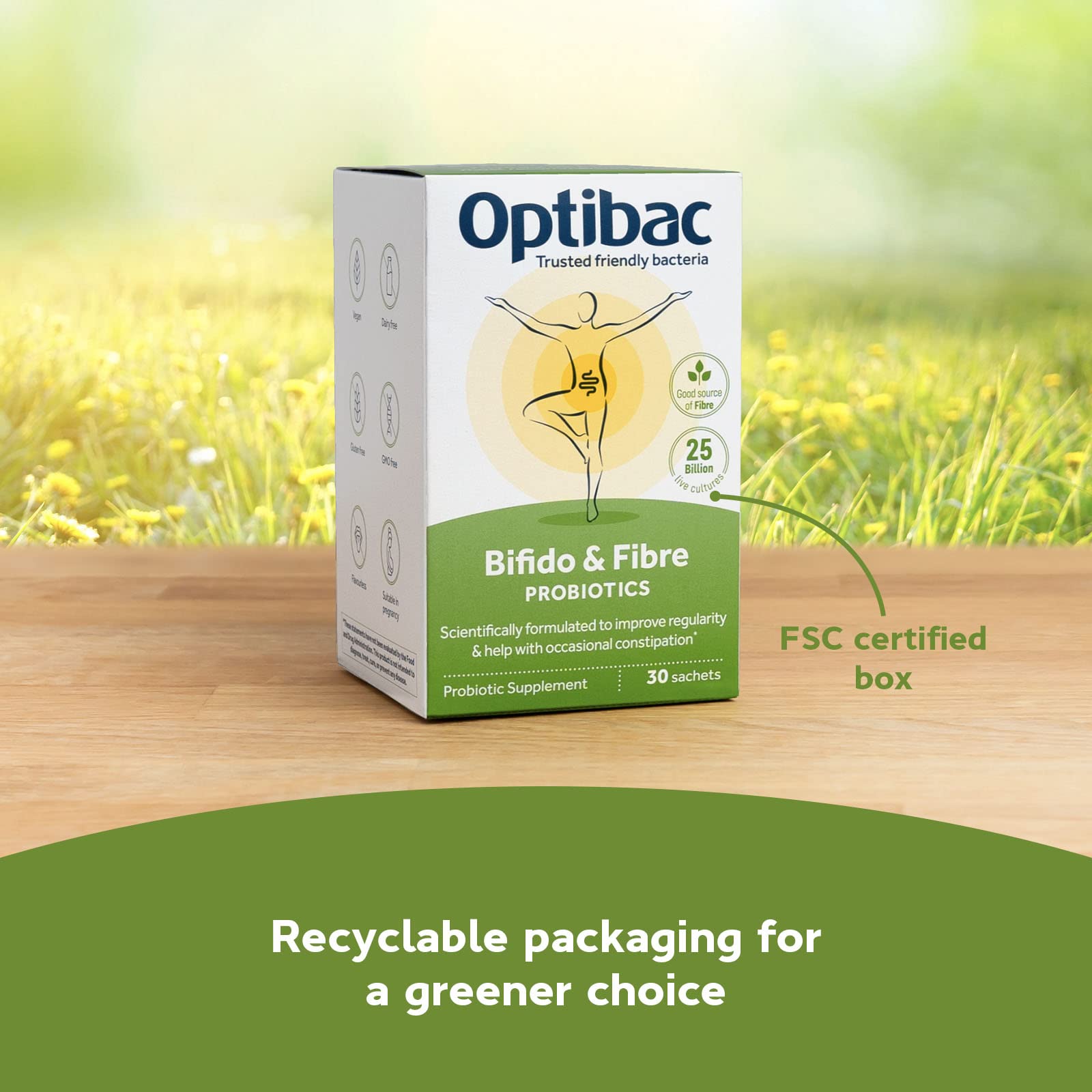 Optibac Bifido Fibre emballage sachets pratique à emporter