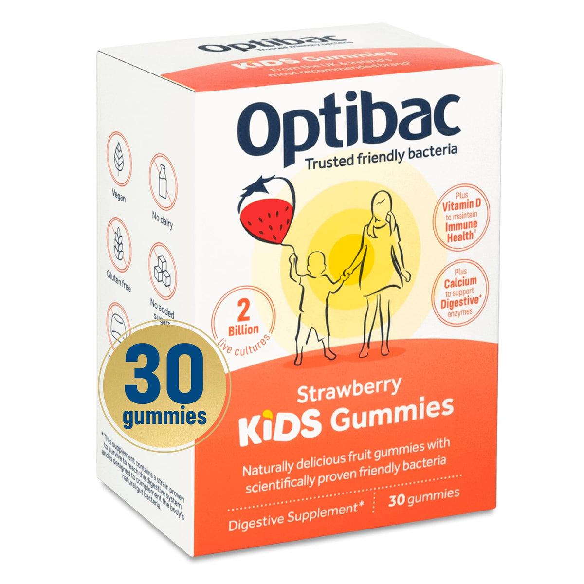 Optibac Probiotics Kids gommes – bouteille de gommes, soutien digestif quotidien.