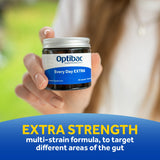 OptiBac Pour Chaque Jour EXTRA - Étiquette détaillant les souches et le dosage.