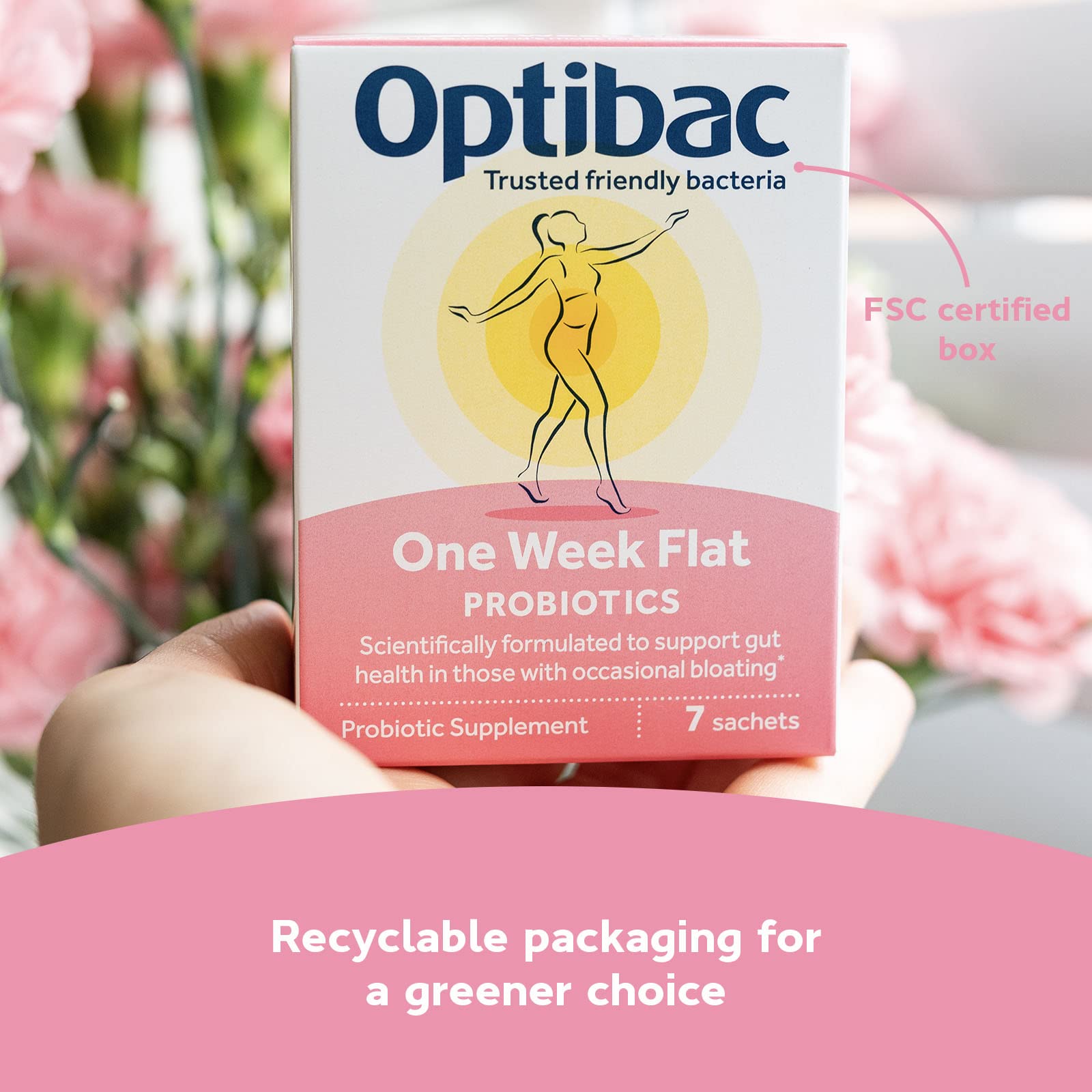 Logo Optibac Probiotics One Week Flat sur fond clair pour une reconnaissance rapide.