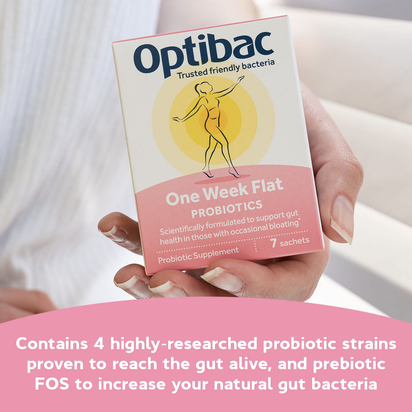 Ouverture facile d'un sachet Optibac Probiotics One Week Flat.