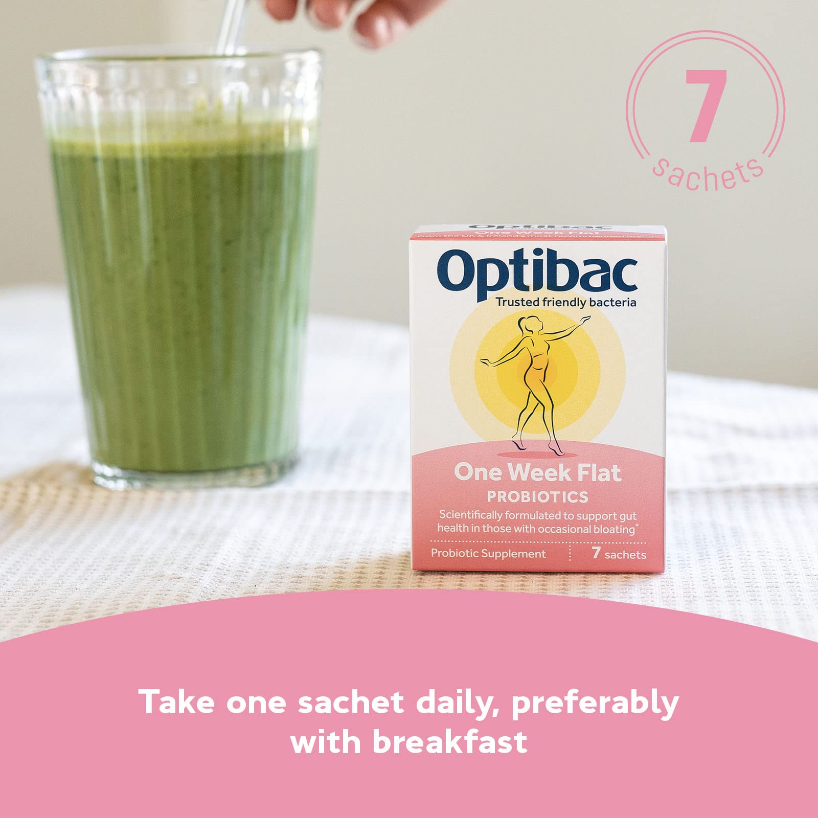 Tableau des ingrédients du produit Optibac Probiotics One Week Flat pour comprendre la composition.