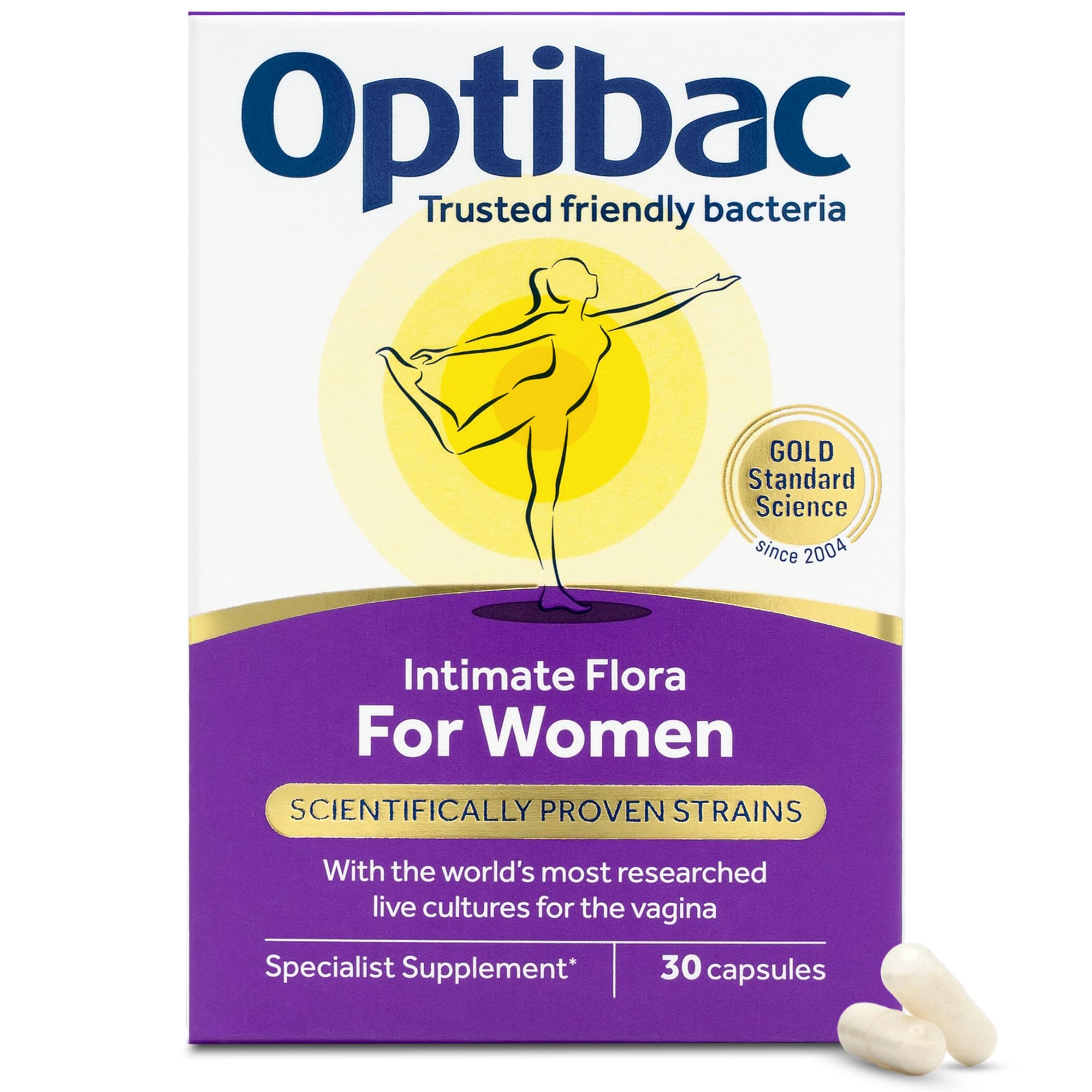 OptiBac Probiotiques femmes capsules, soutien quotidien de la flore intime.