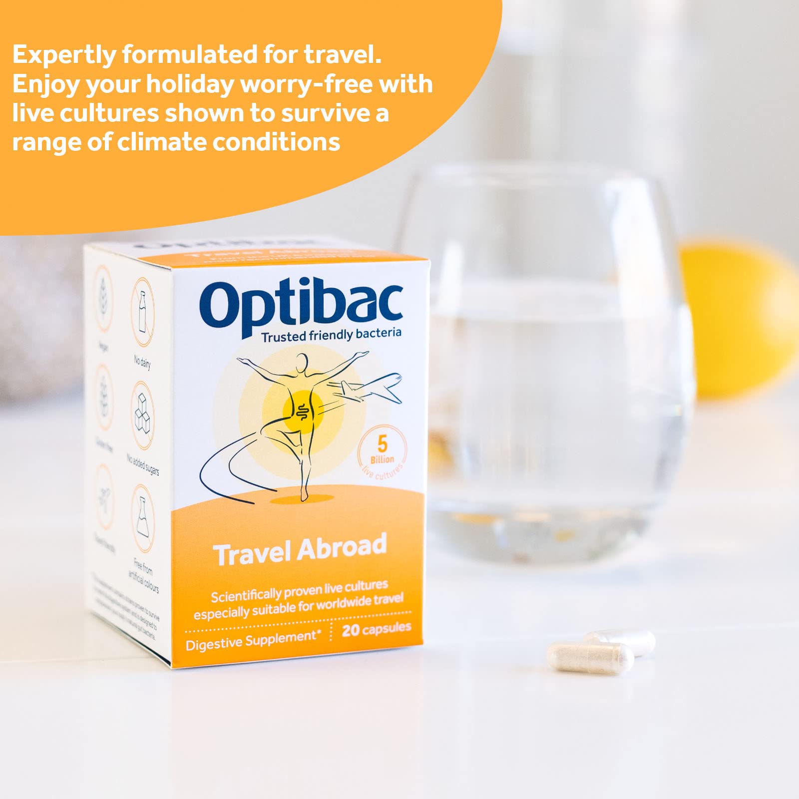 Optibac Probiotiques voyage, capsules compactes faciles à prendre en voyage