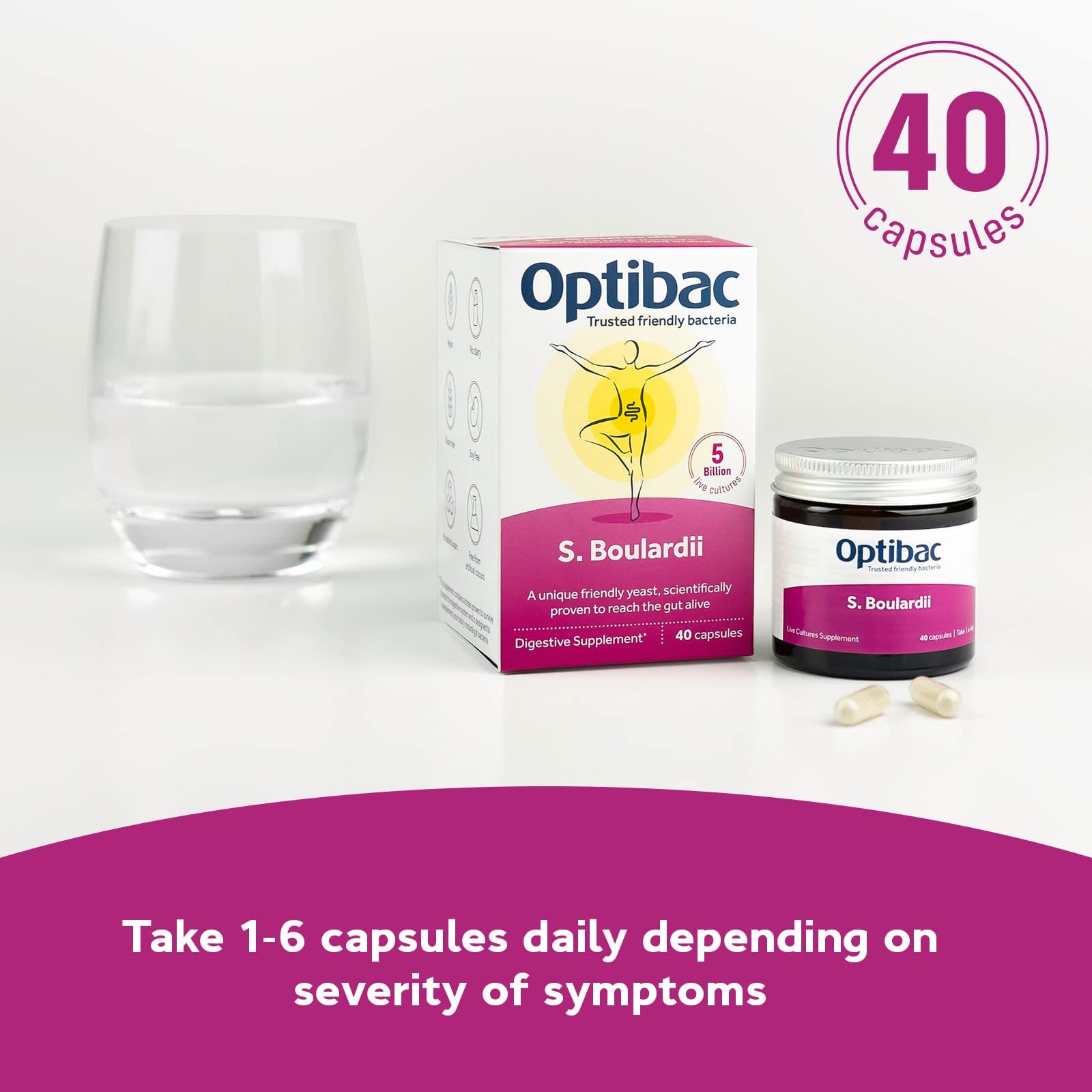 Optibac Probiotics Saccharomyces boulardii – tableau des ingrédients simples et vegan