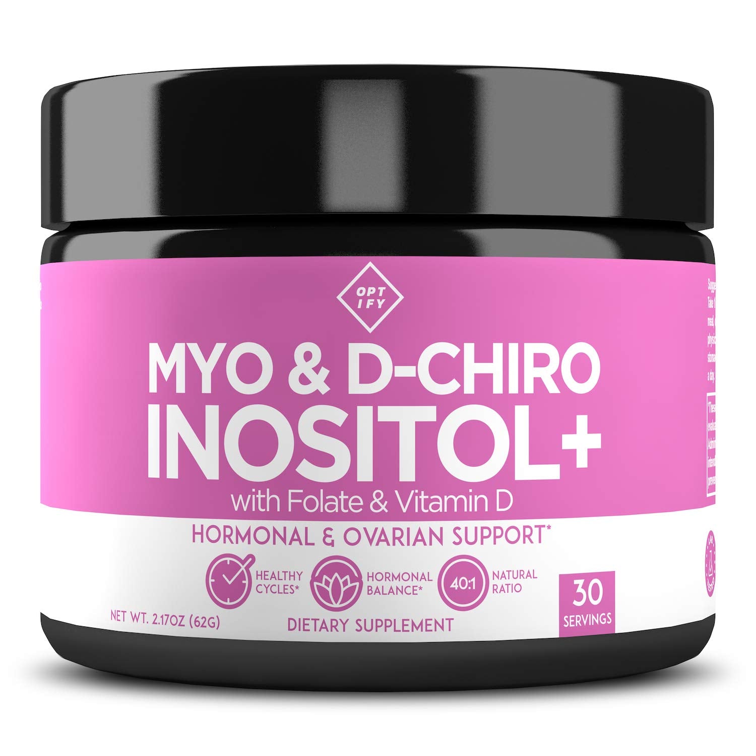 Optify Premium Inositol poudre sans saveur, soutien potentiel à l'équilibre hormonal.