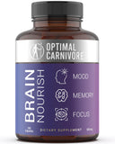 Optimal Carnivore : bouteille montrant la formule pour mémoire et concentration