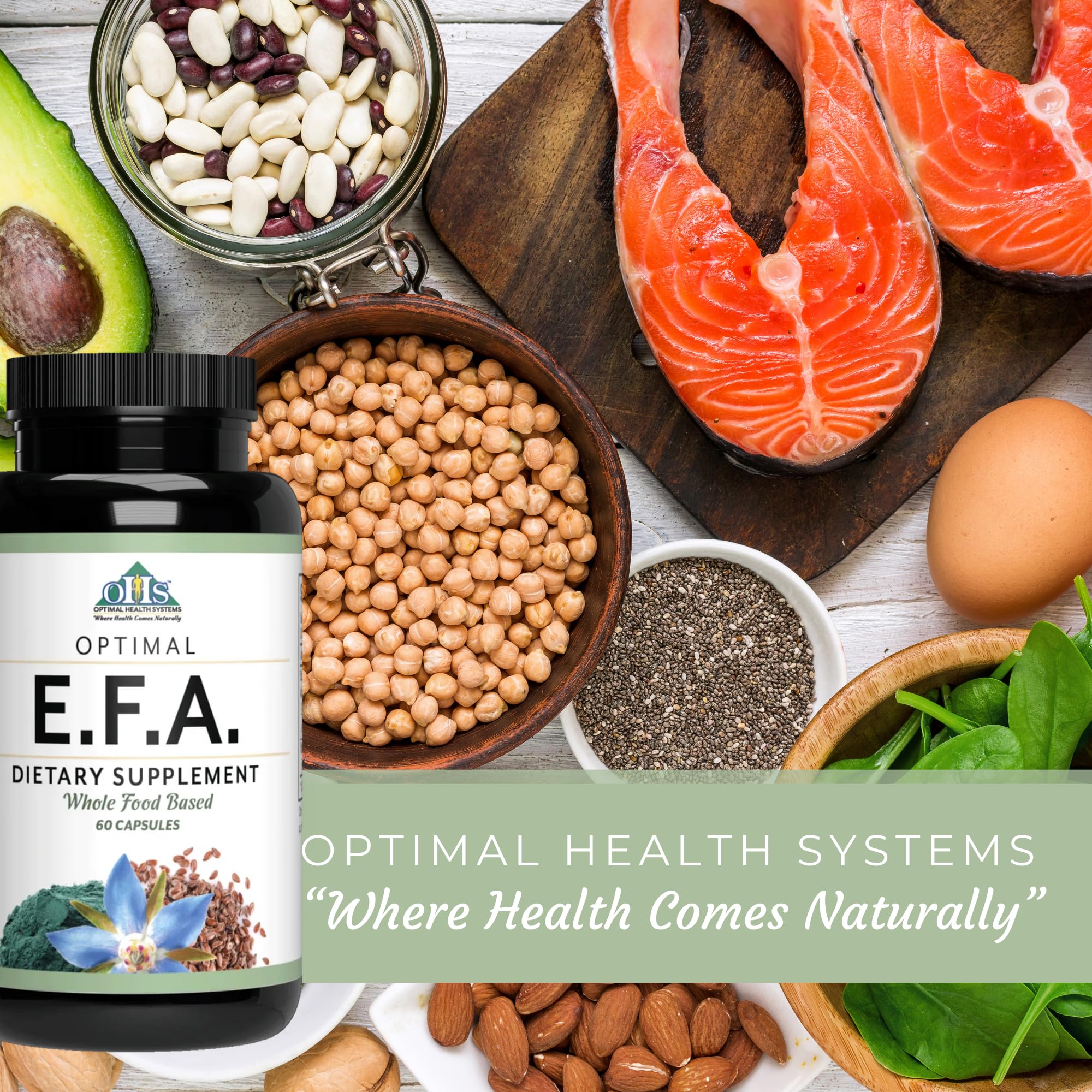 Optimal Health Systems EFA — formule végétale: adaptée à divers régimes alimentaires.
