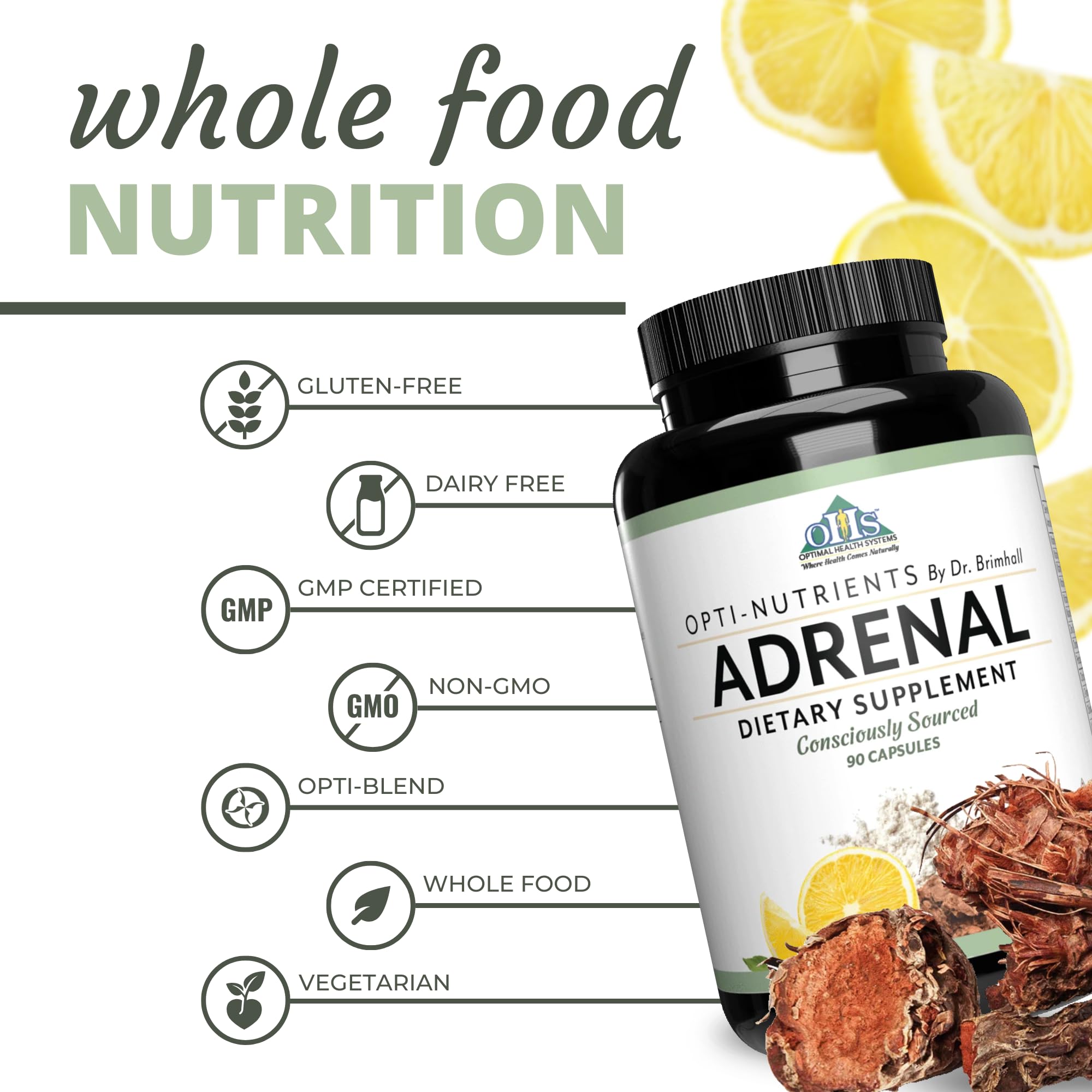 Opti-Adrenal emballage clair et étiquette lisible, travail de qualité et sécurité.