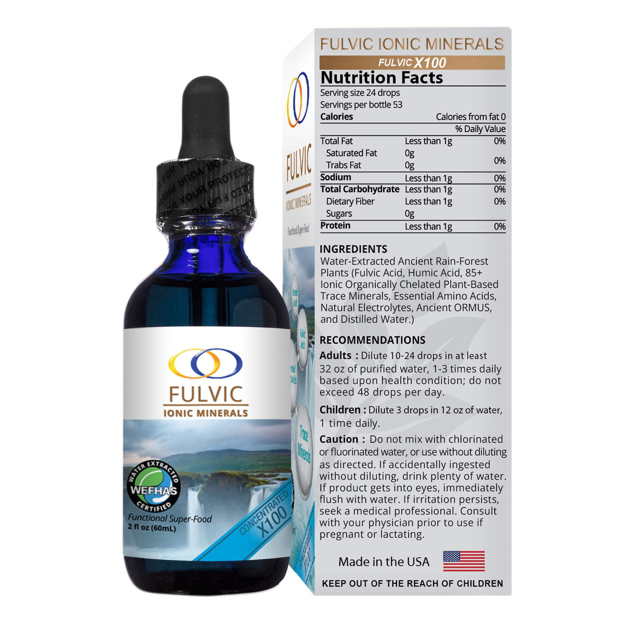 Optimally Organic compte-gouttes gouttes fulvic pour absorption facile.