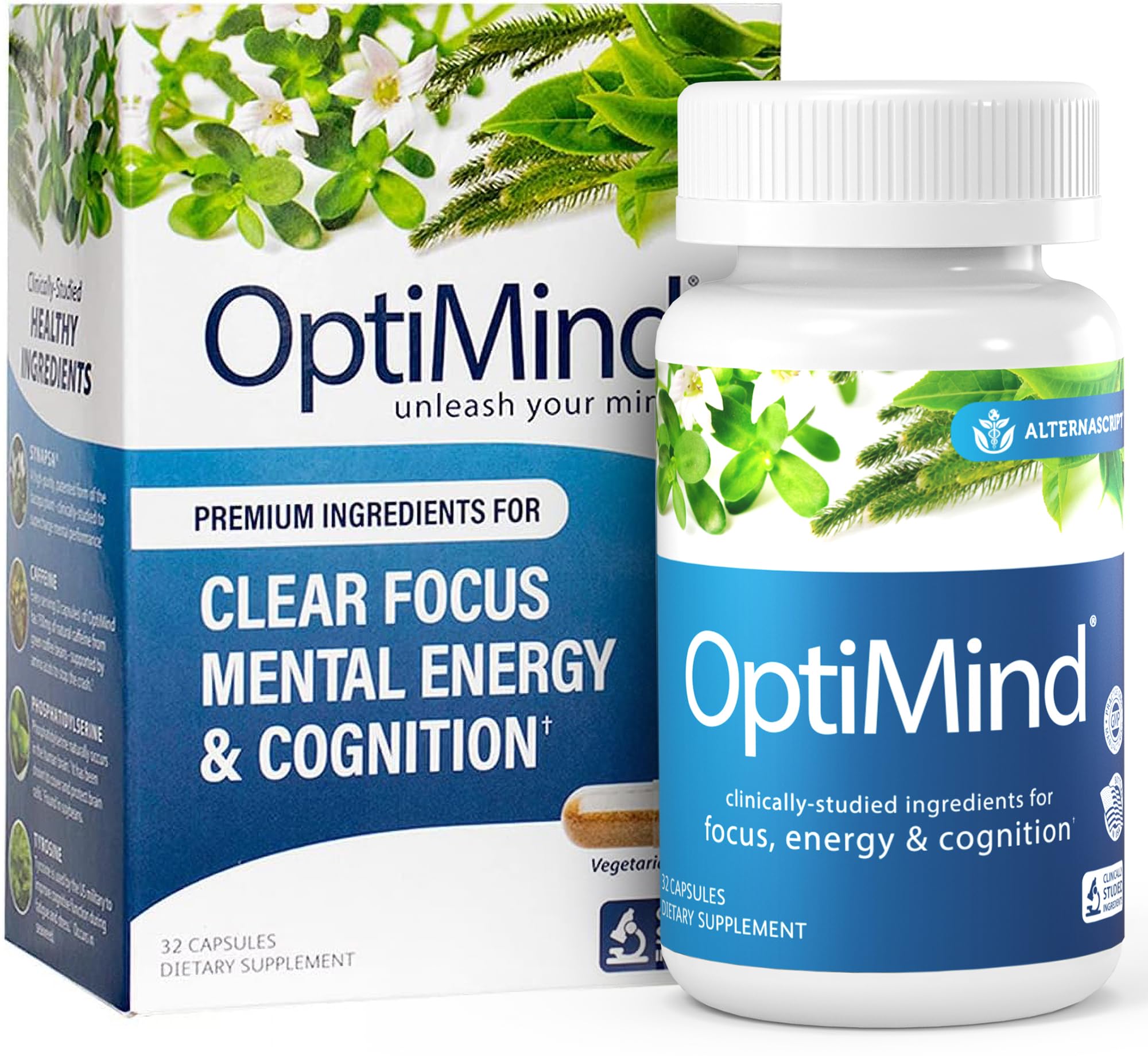 Optimind – bouteille de capsules Synapsa Bacopa, soutien mémoire.