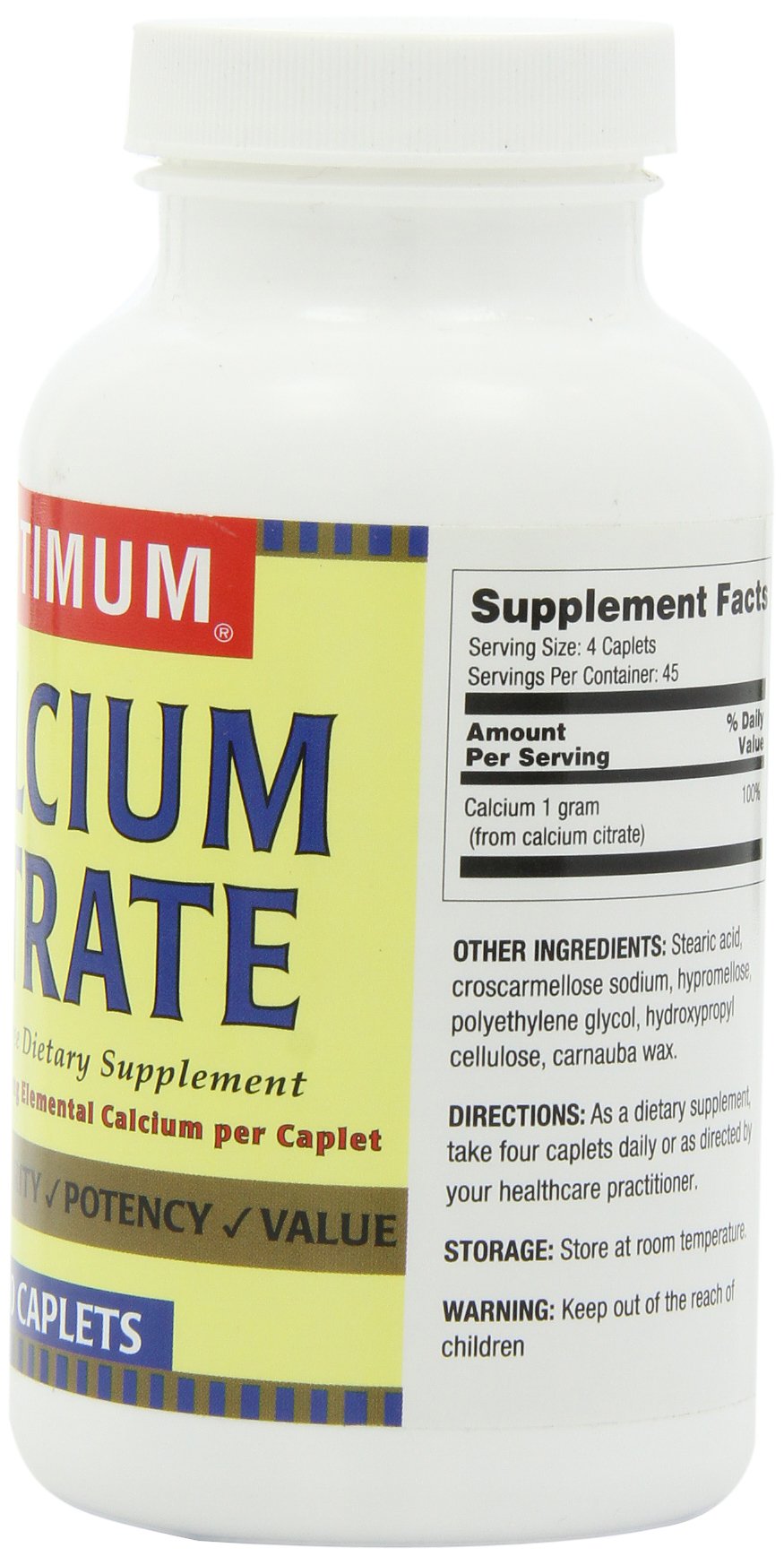 Optimum Calcium Citrate, comprimés fermés prêts à l'emploi