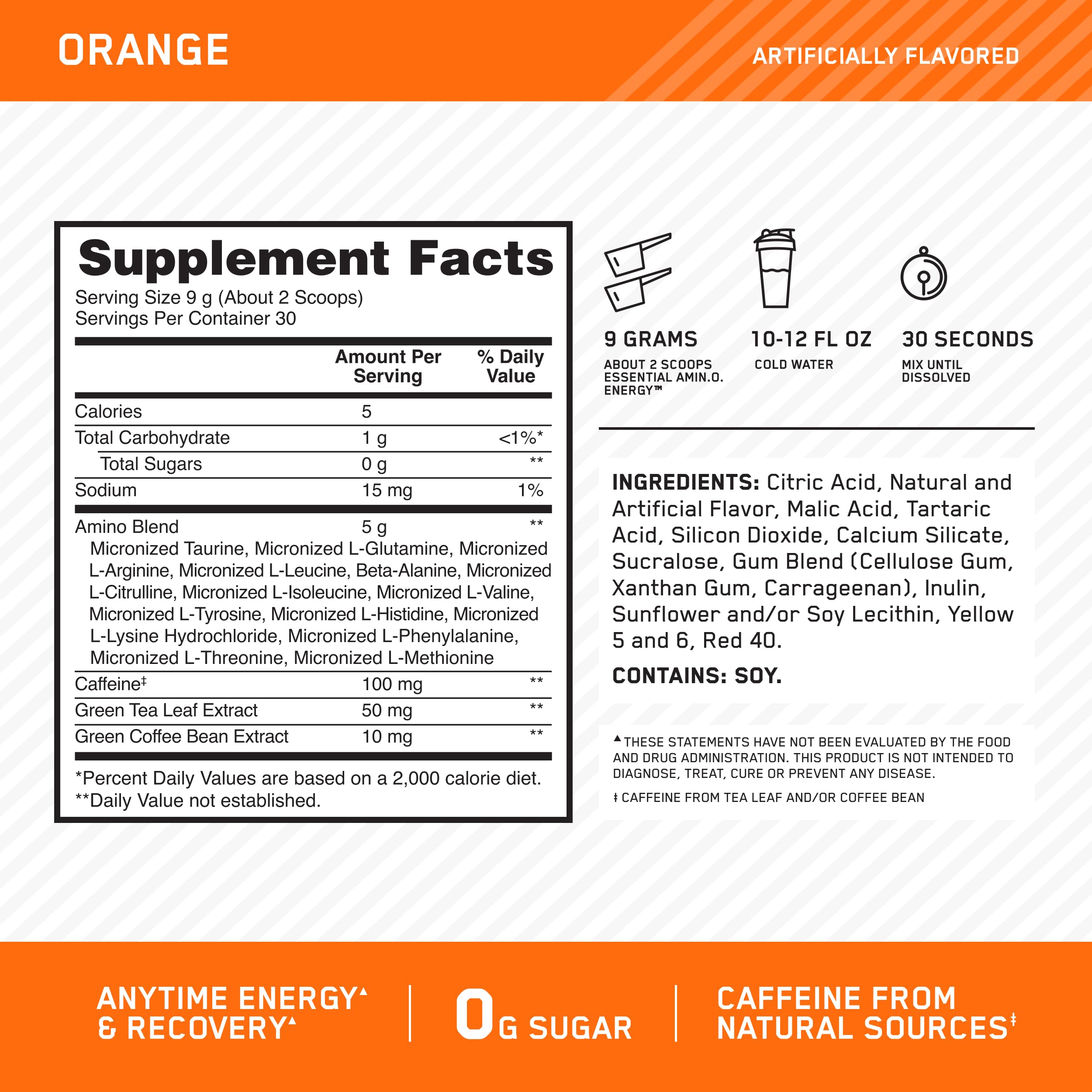 Optimum Nutrition Amino Energy: mélange d'acides aminés pour soutien à l'effort et énergie.