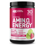 Optimum Nutrition Amino Energy en poudre Fraise Citron Vert offrant énergie et focus pendant l’entraînement.