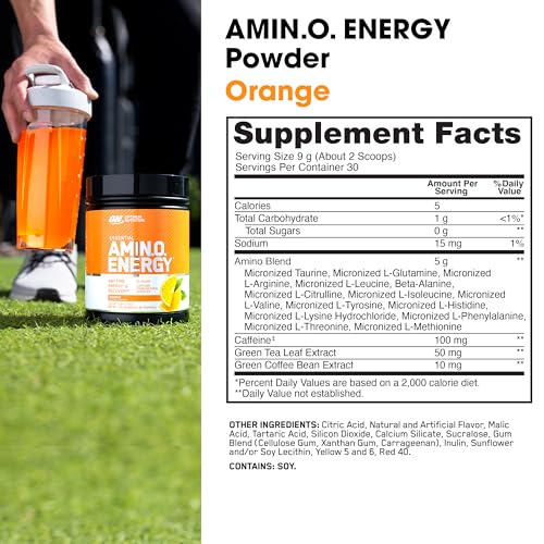 Optimum Nutrition Amino Energy: scène de gym avec shaker, expérience d'entraînement fluide.