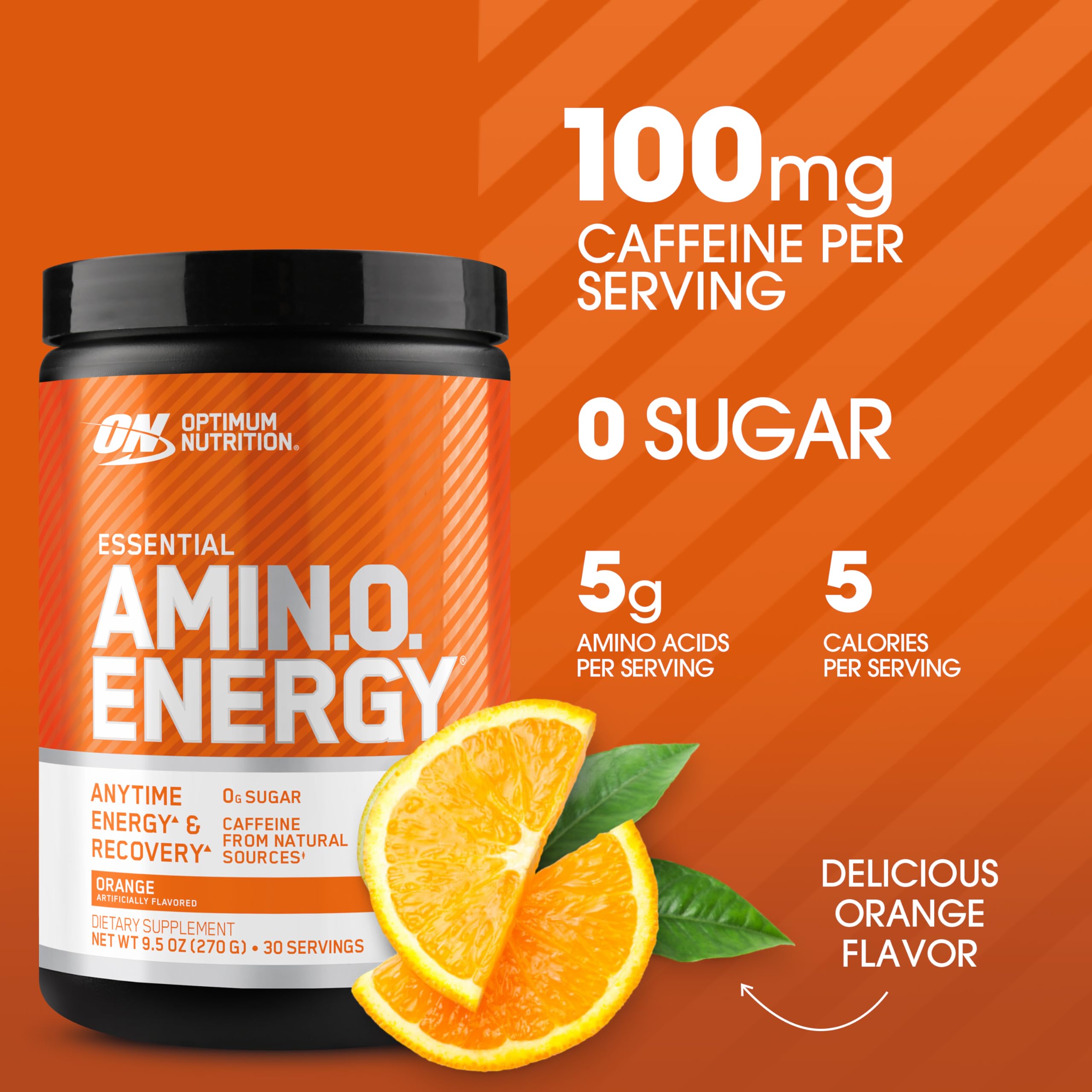 Optimum Nutrition Amino Energy: verre de boisson orange, concentration et énergie pendant l'entraînement.