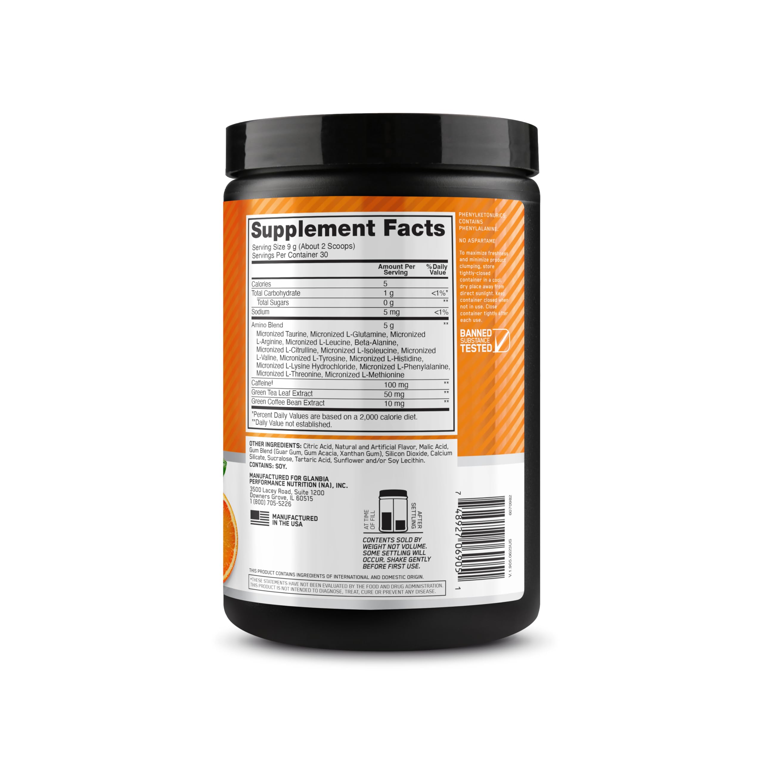 Arome Framboise Bleue d’Amino Énergie Optimum Nutrition.