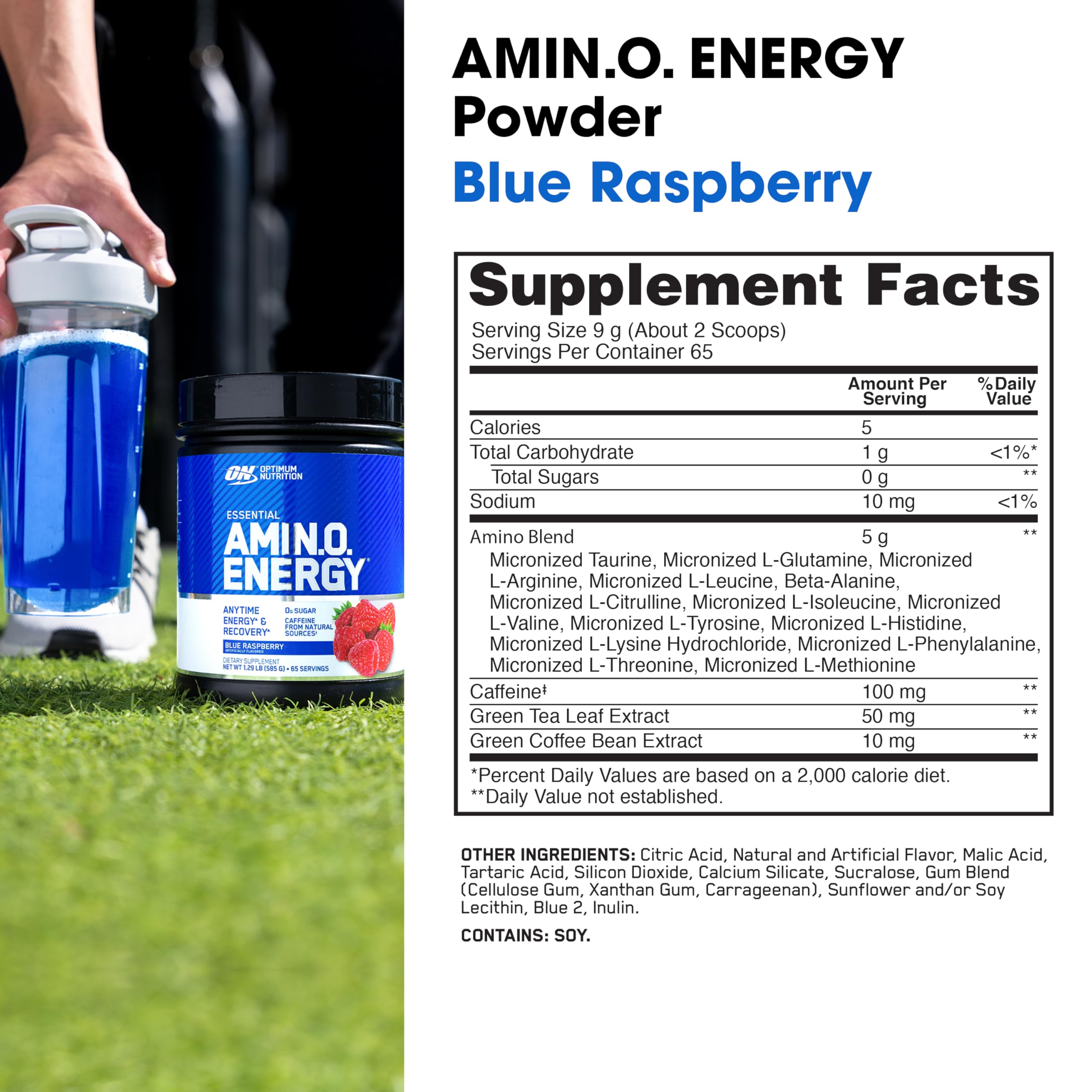 Optimum Nutrition Amino Energy: dose-2-dosettes, prête à mélanger pour séance rapide.