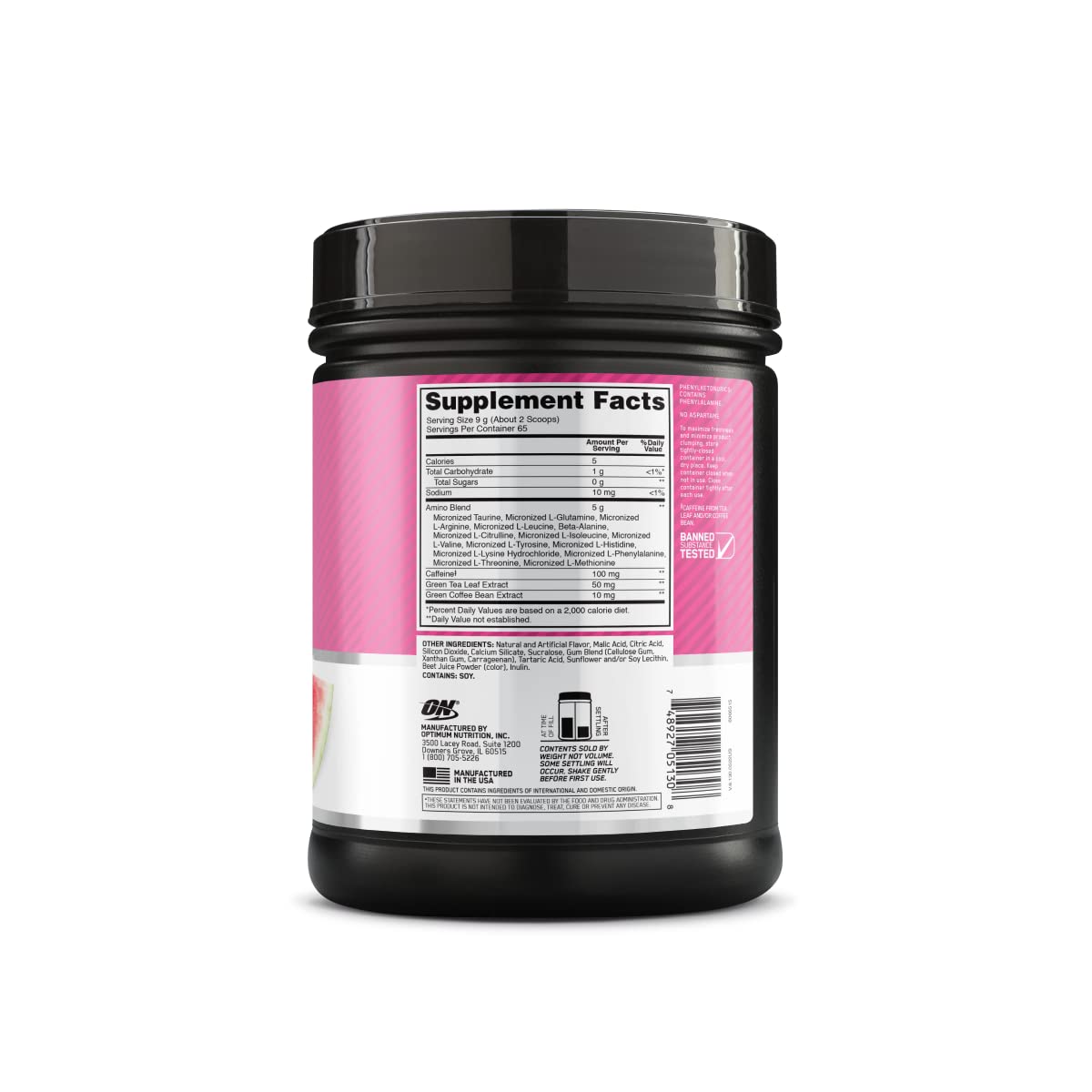 Verre transparent avec eau et Amino Energy, utilisation flexible.