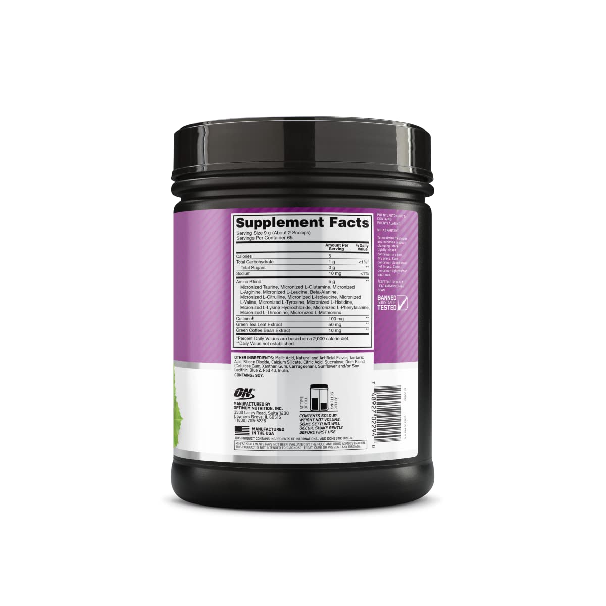Optimum Nutrition Amino Energy — extrait thé vert, concentration et énergie