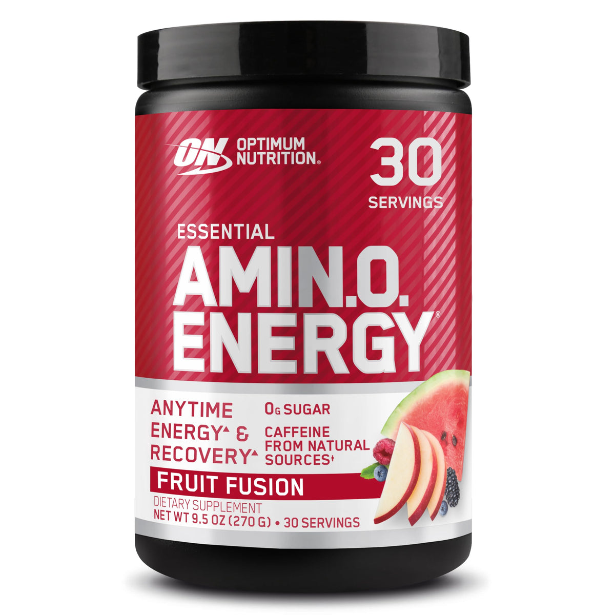 Optimum Nutrition Amino Energy en poudre, emballage ouvert, pour énergie et concentration.