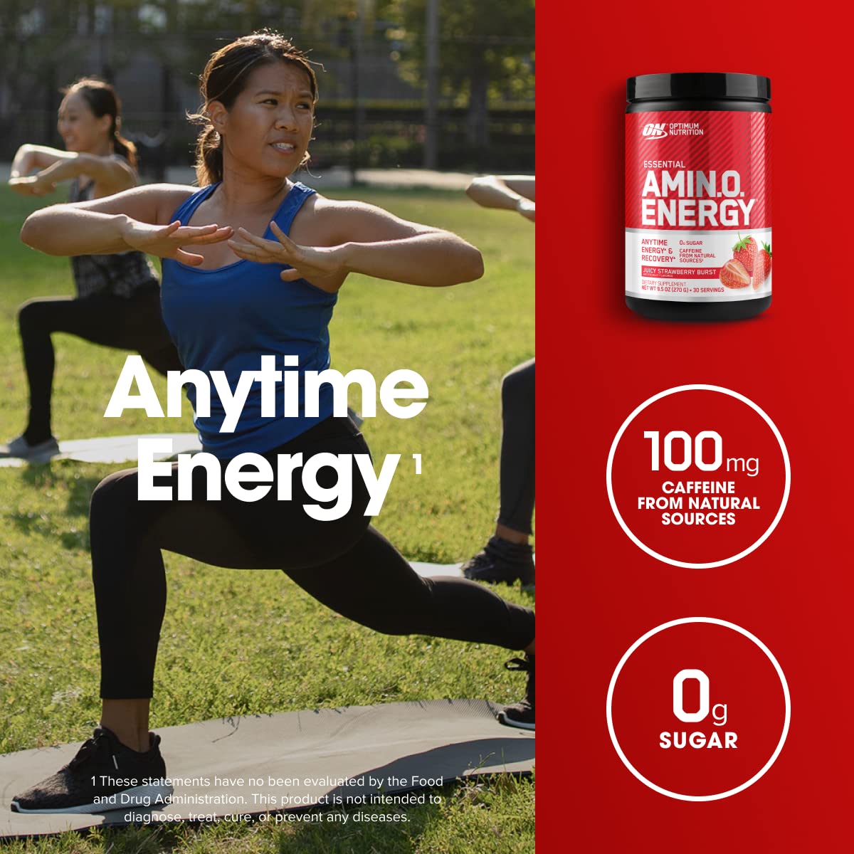 Texture en poudre lisse d'Amino Energy, dissolution rapide dans l'eau.