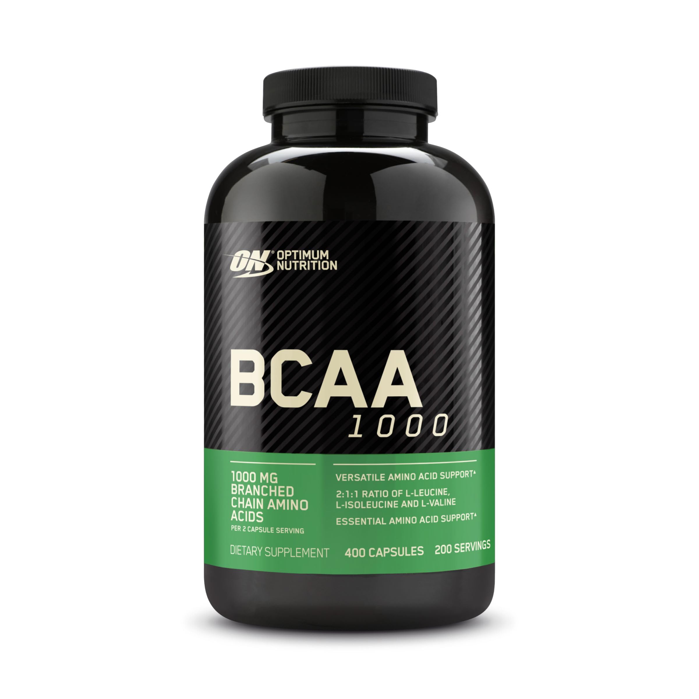 Optimum Nutrition BCAA dans une bouteille, capsules faciles à avaler pour l'entraînement.