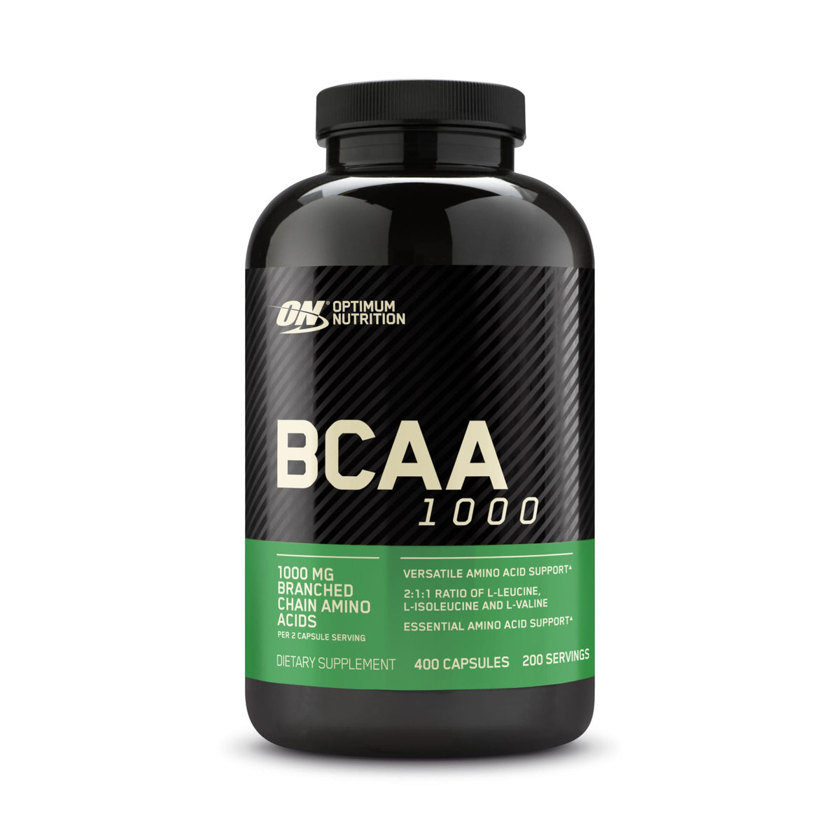 Optimum Nutrition BCAA dans une bouteille, capsules faciles à avaler pour l'entraînement.