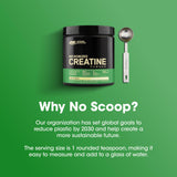 Emballage compact Optimum Nutrition Creatine Monohydrate pour facile rangement et transport.
