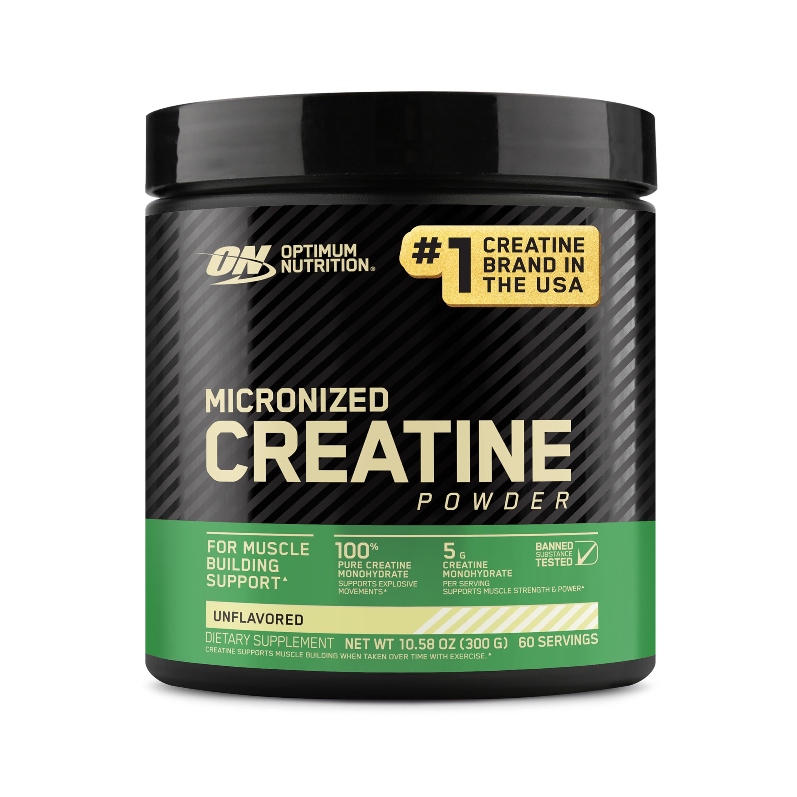 Optimum Nutrition Créatine Monohydrate - poudre non aromatisée, soutien potentiel à l’endurance et récupération.