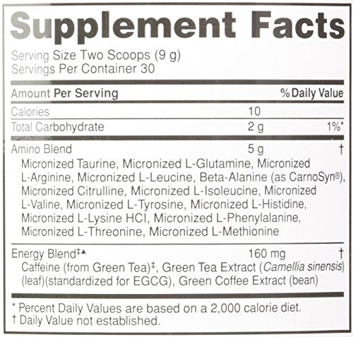 Boite compacte Optimum Nutrition Essential Amino Energy Concord Grape facile à transporter.
