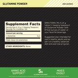 Optimum Nutrition Glutamine en poudre, dose de 5 g, facile à ajouter après l’entraînement.