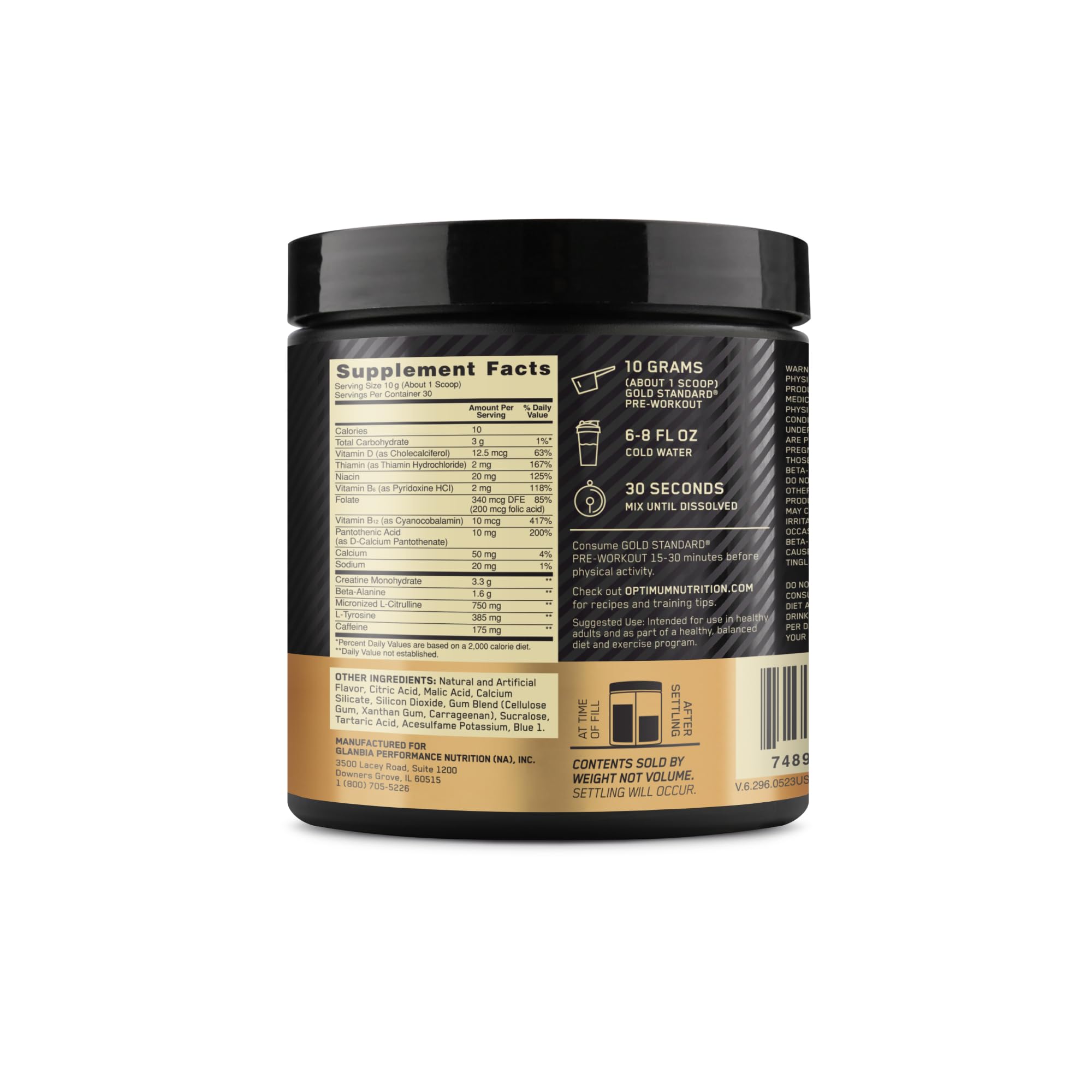 Optimum Nutrition Gold Standard Pre-Workout, contient Creatine et Beta-Alanine pour performance