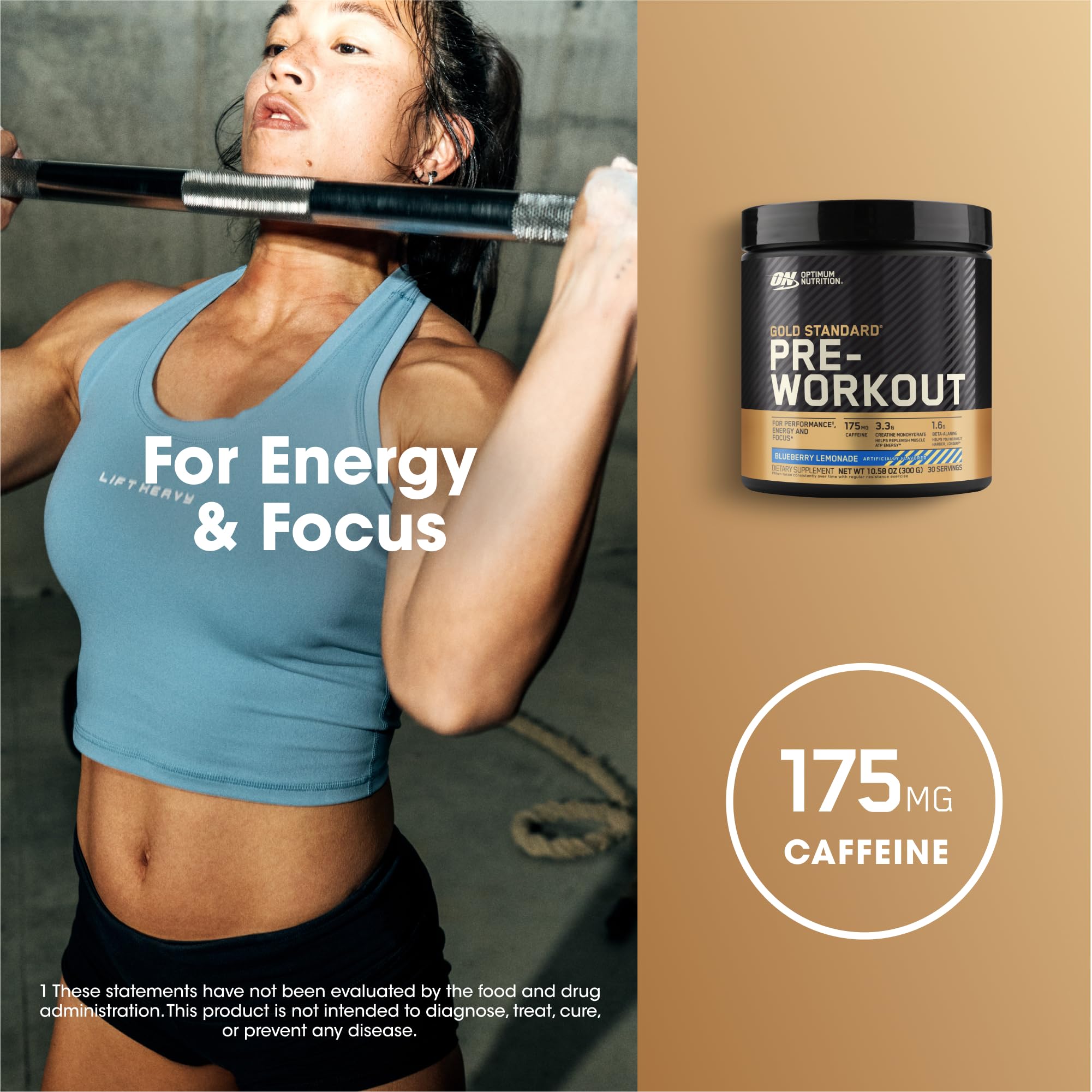 Optimum Nutrition Gold Standard Pre-Workout, goût Myrtille-Citronnade, plaisir rafraîchissant