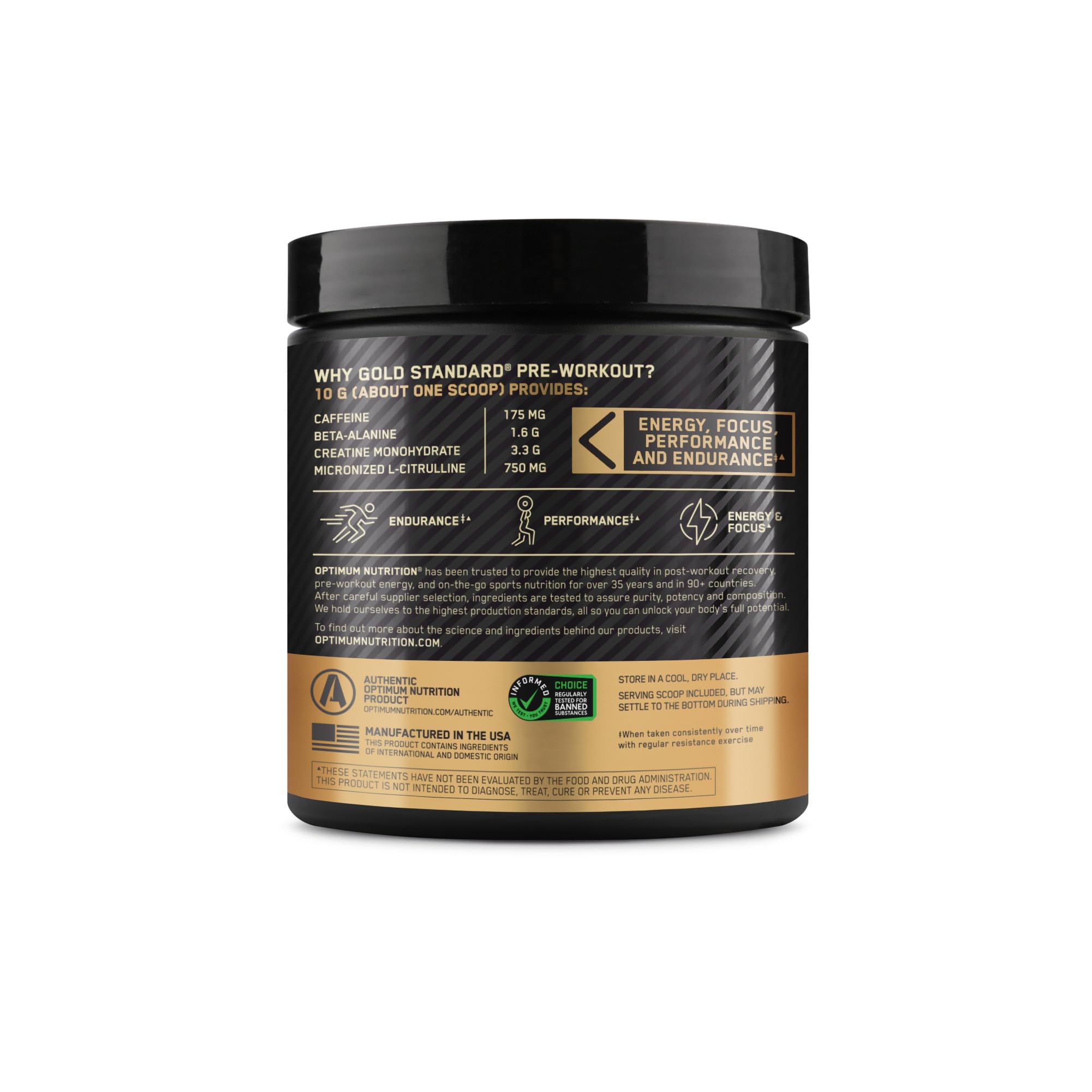 Optimum Nutrition Gold Standard Pre-Workout, mélange facile, parfait dans le shaker
