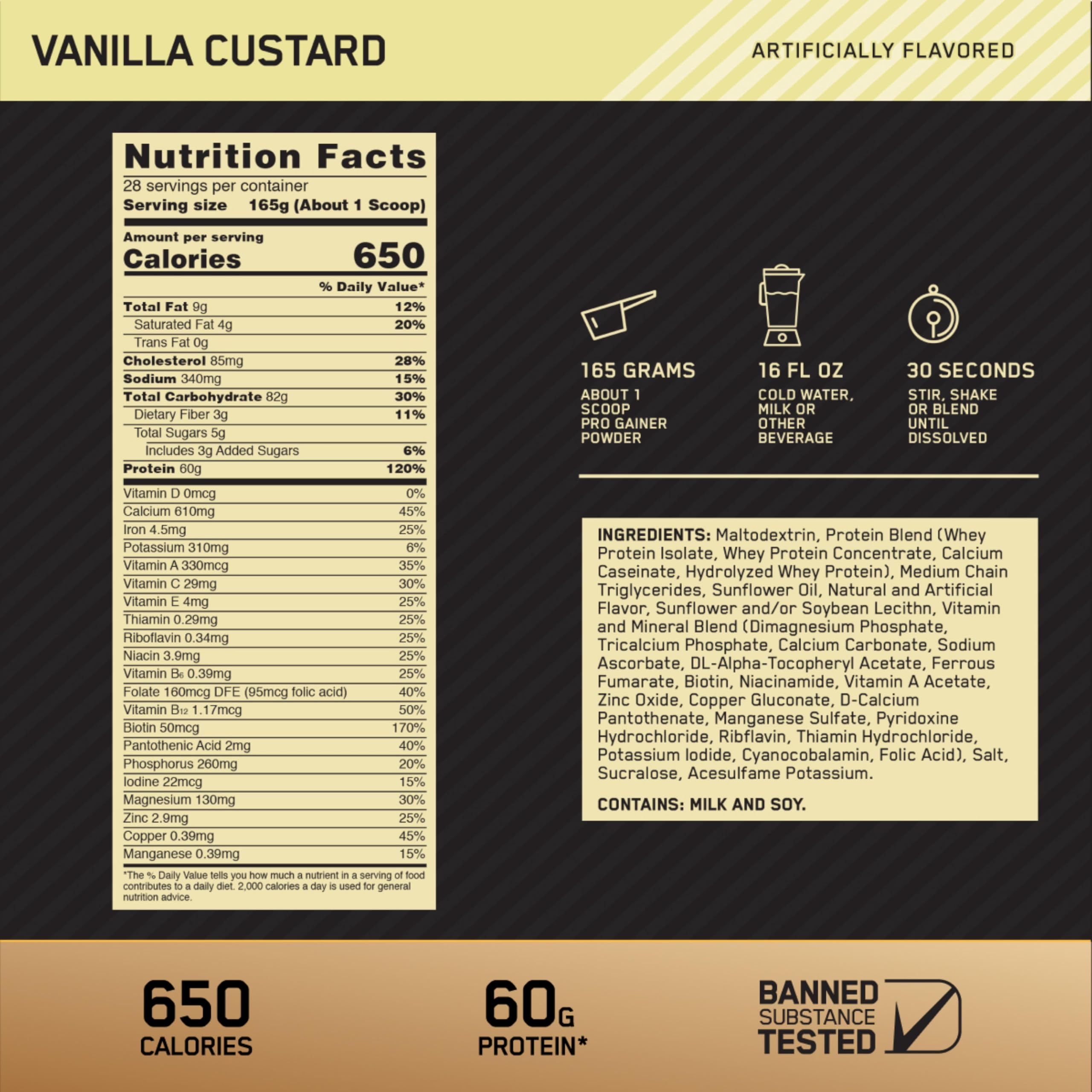 Optimum Nutrition Gold Standard Pro Gainer dose-mesure facilitant des portions précises