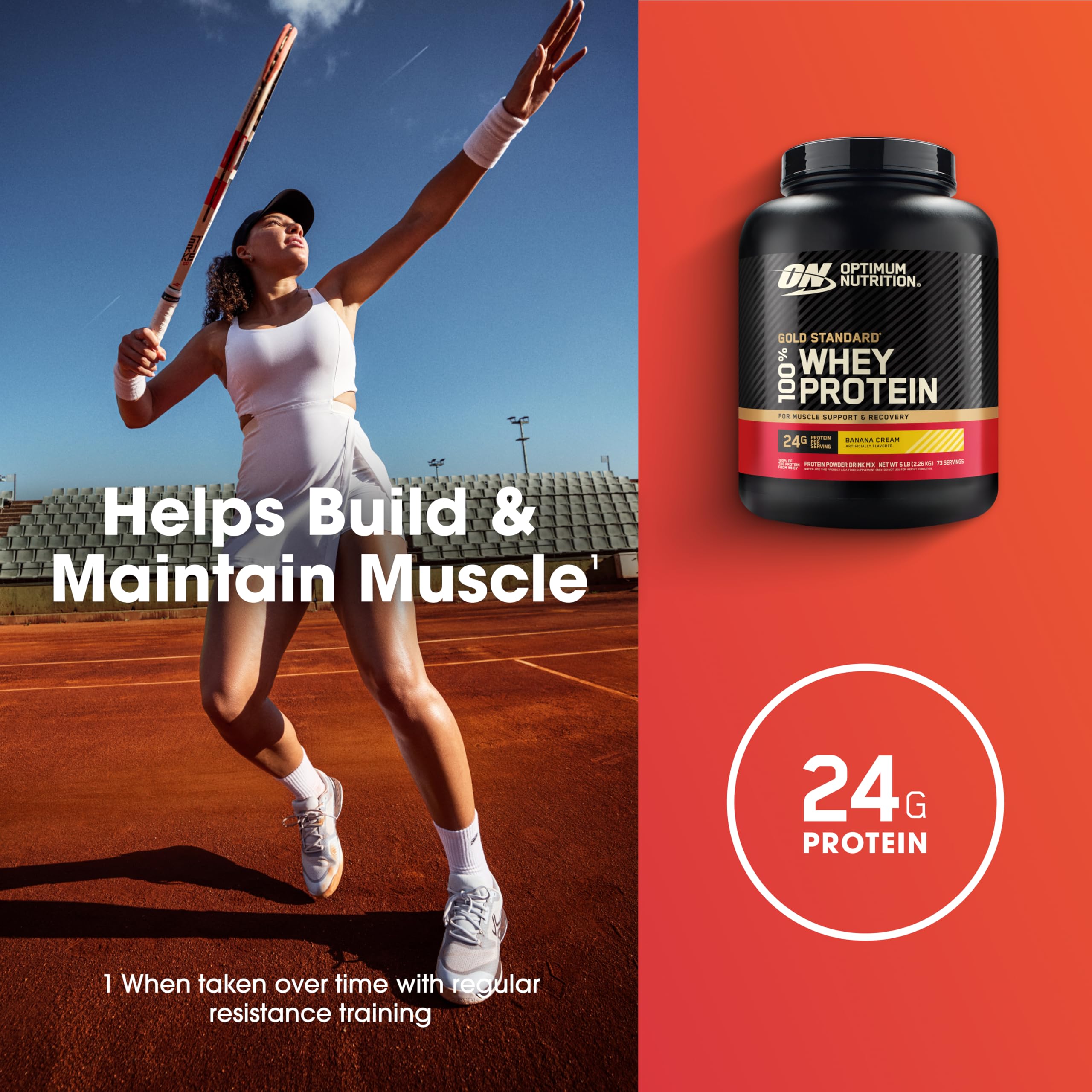 Optimum Nutrition Gold Standard Whey Banane Crème, emballage variable.