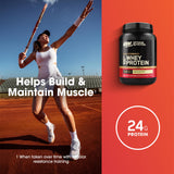 Étiquette nutritionnelle claire Optimum Nutrition Gold Standard montre 24 g protéine par portion.