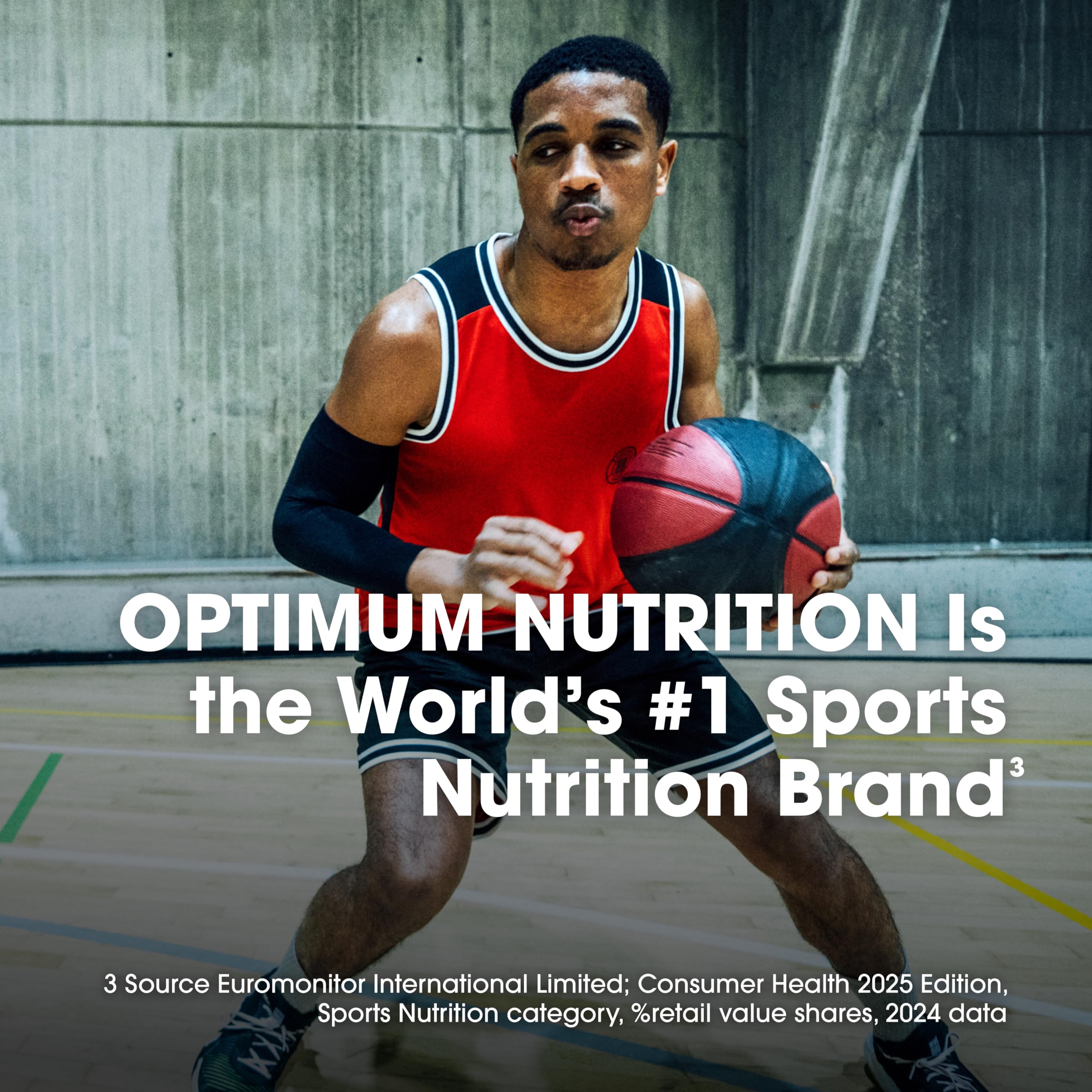 Tableau nutritionnel Optimum Nutrition Gold Standard montre protéines élevées et faible sucre.