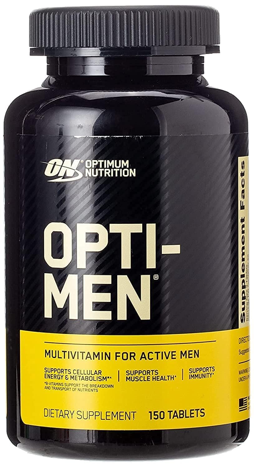 Optimum Nutrition Opti-Men: bouteille avec étiquette, soutien quotidien en vitamines.