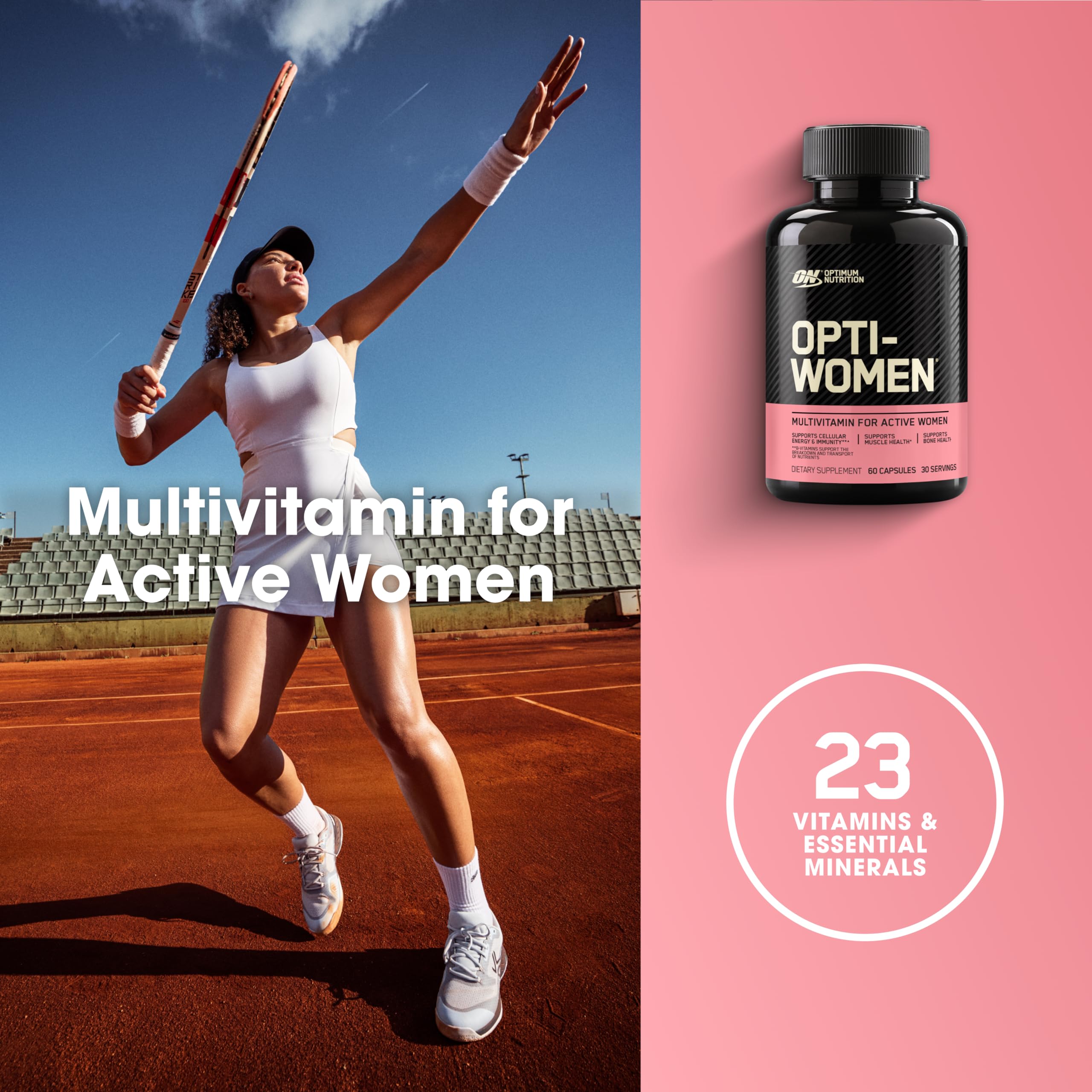 Optimum Nutrition Opti-Women fer et folate, pour les besoins féminins quotidiens.