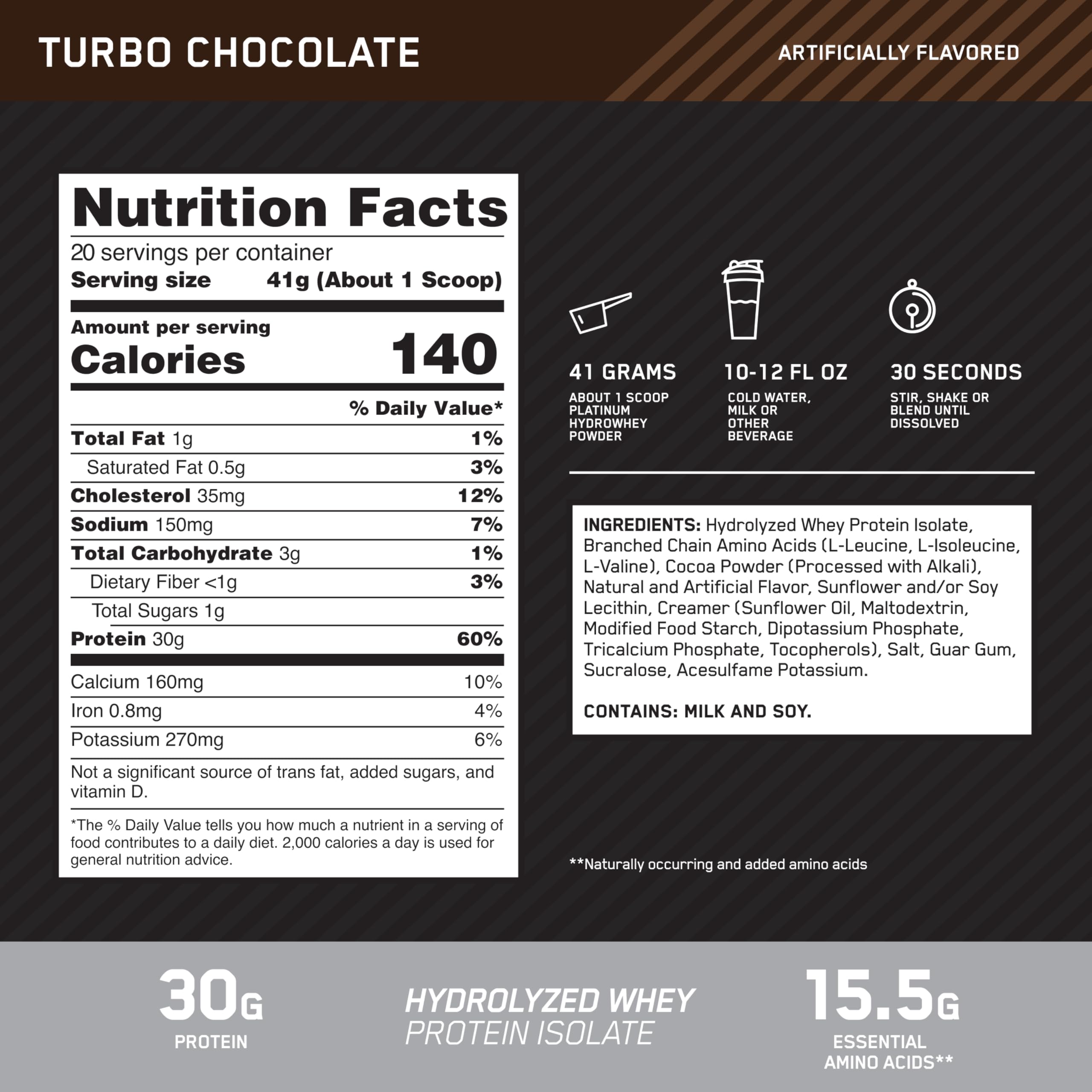 Doseur indiquant 30 g par portion de protéine Hydrowhey